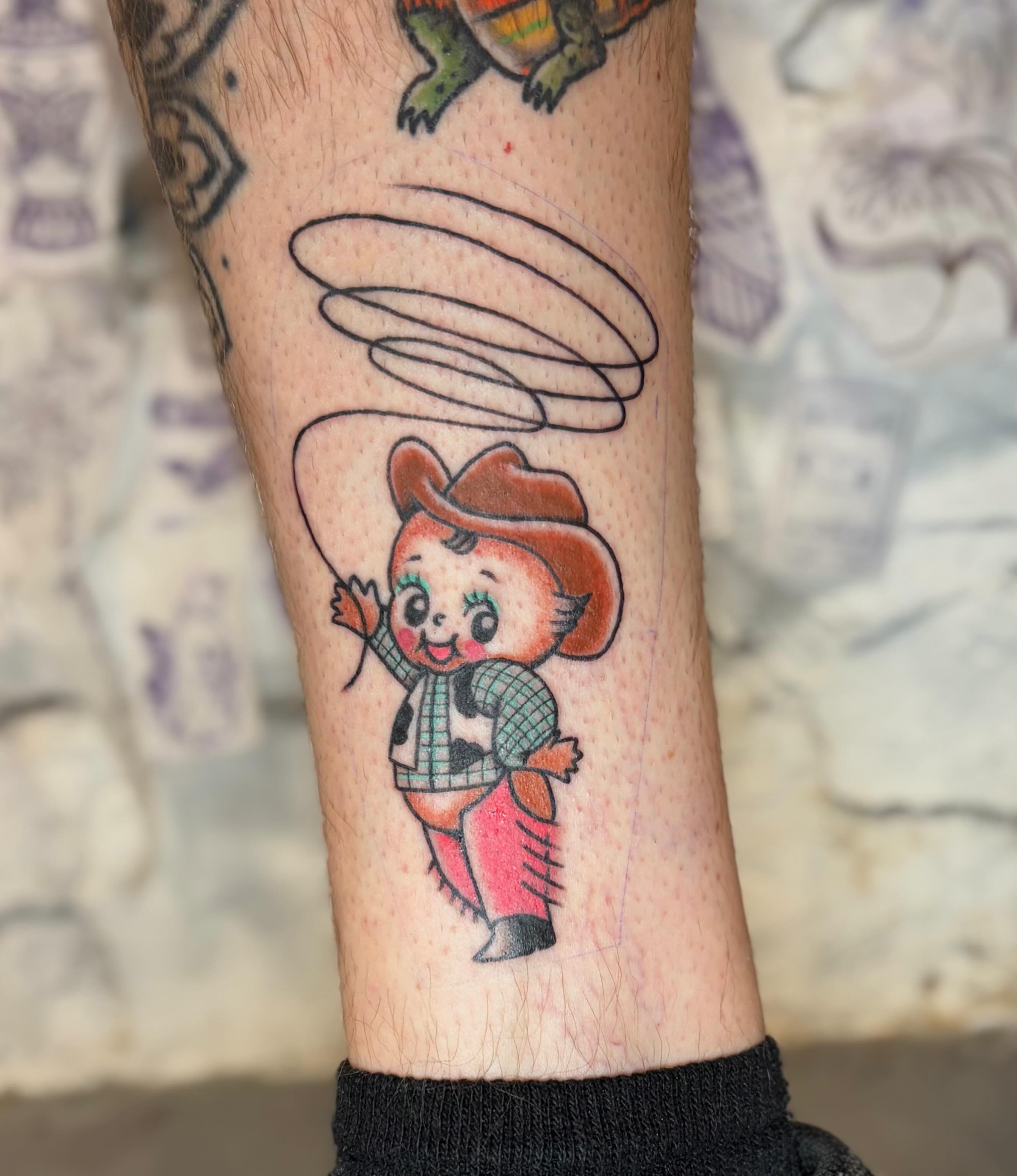 Cowgirl American traditional tattoo on the forearm by Danelle ✶ Nashville Tattooer