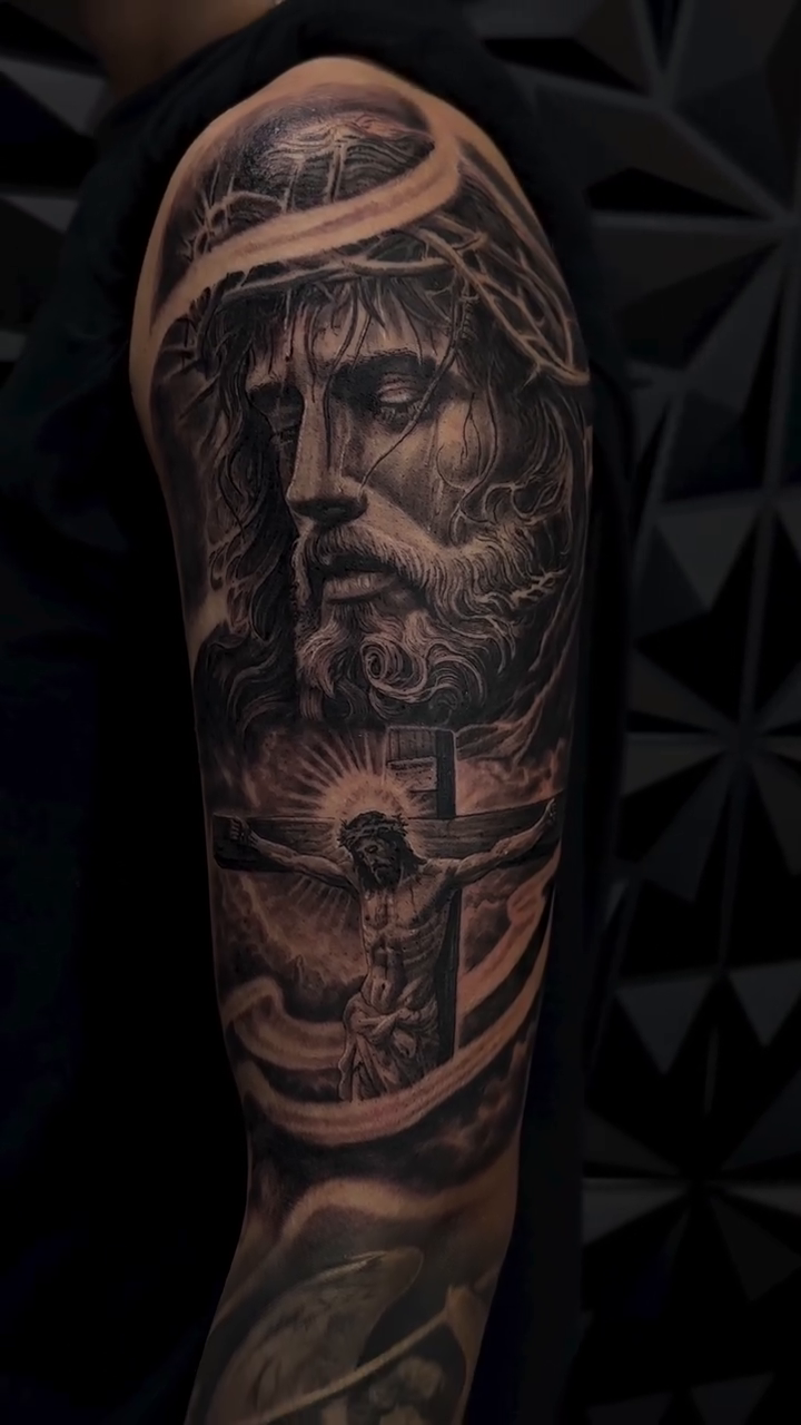 Tattoo by @tovar_tattoos — realism, black_and_grey
