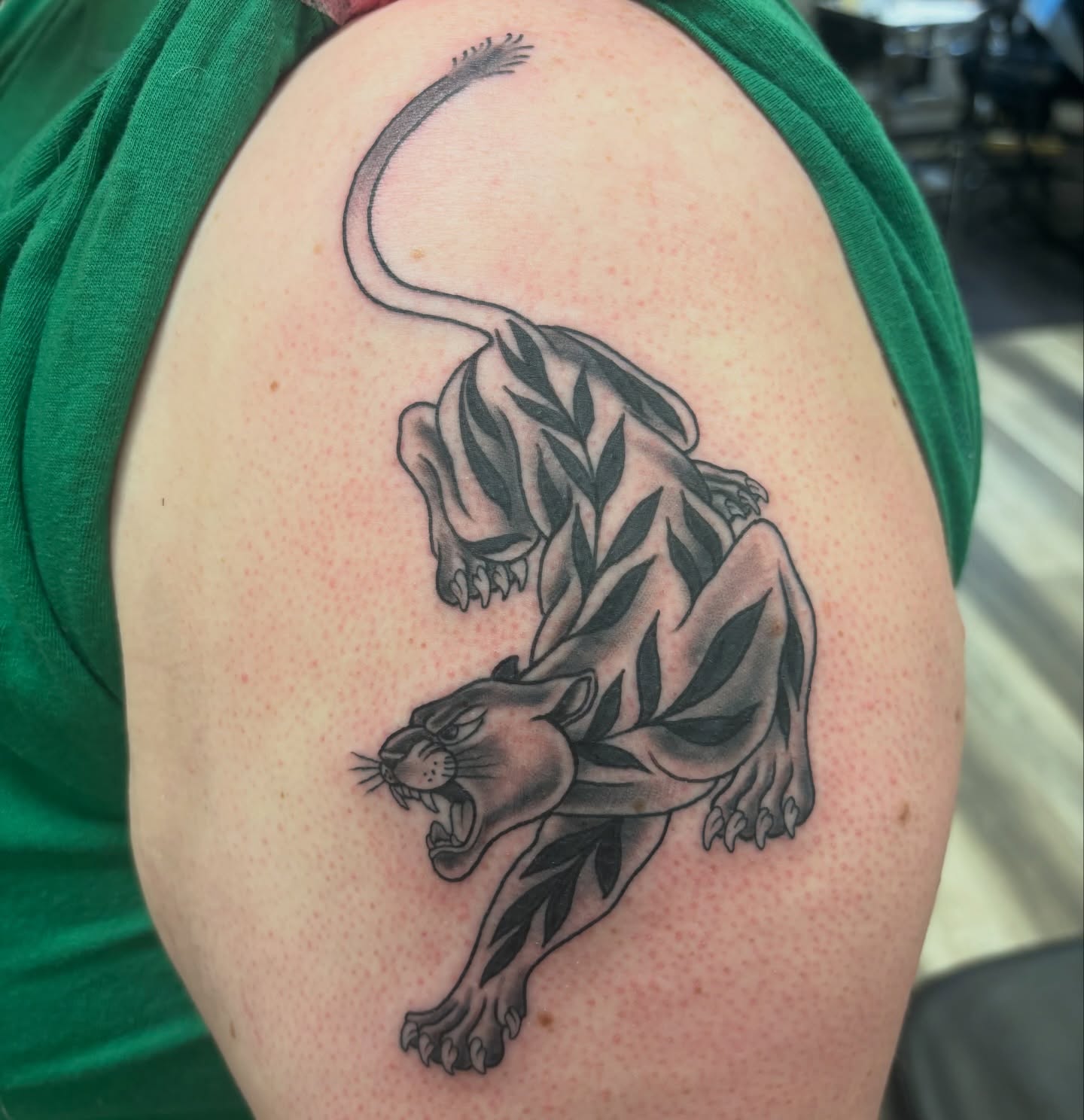 Tattoo by @chainsmokinmeg — black_and_grey