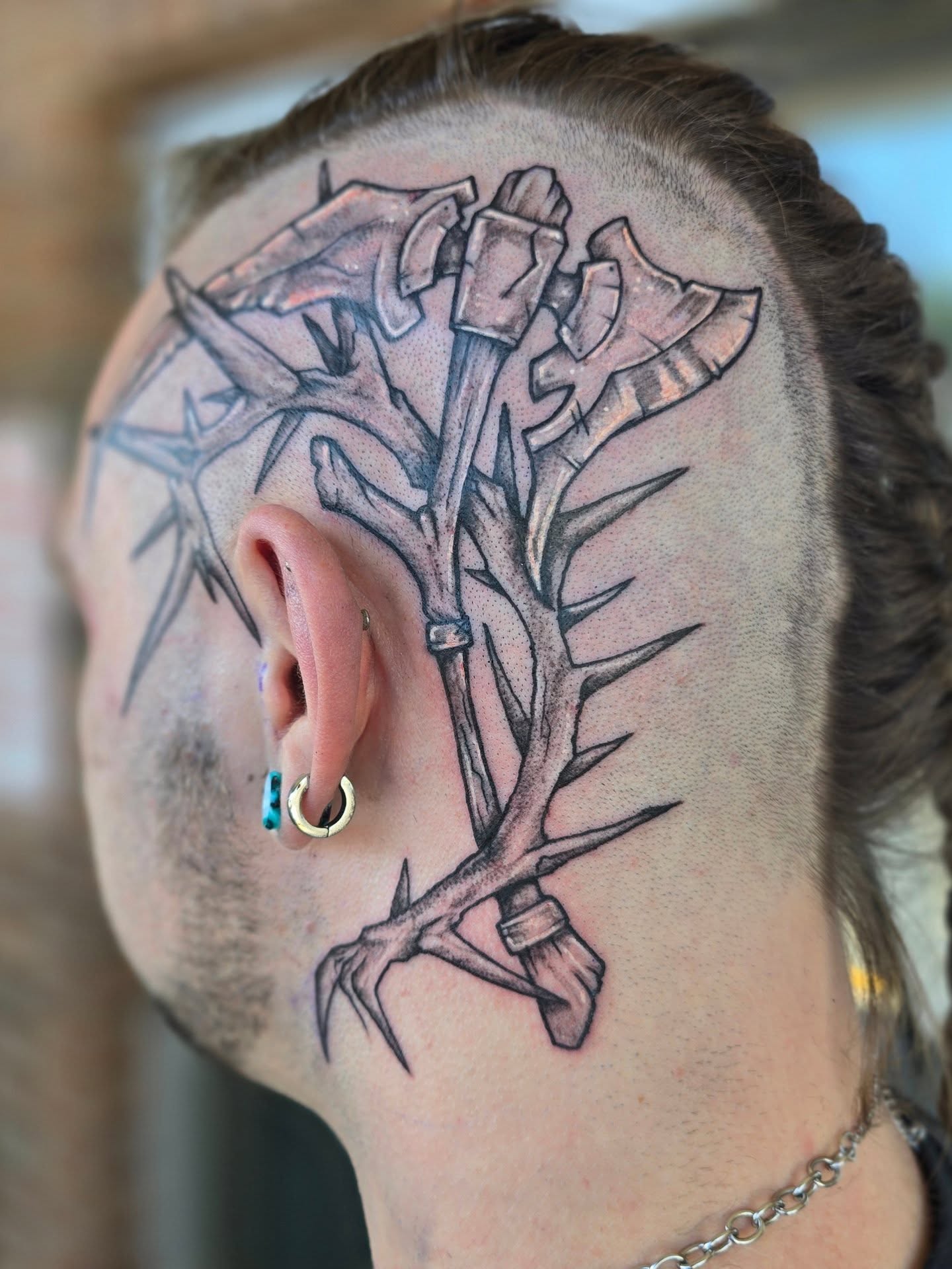 Tattoo by @dark_altar_tattoo — black_and_grey, geometric