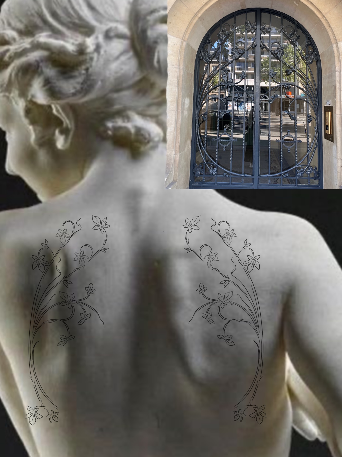 Floral vine fine line tattoo on the back by brinley - fine line tattoos, Crescent Springs, Kentucky