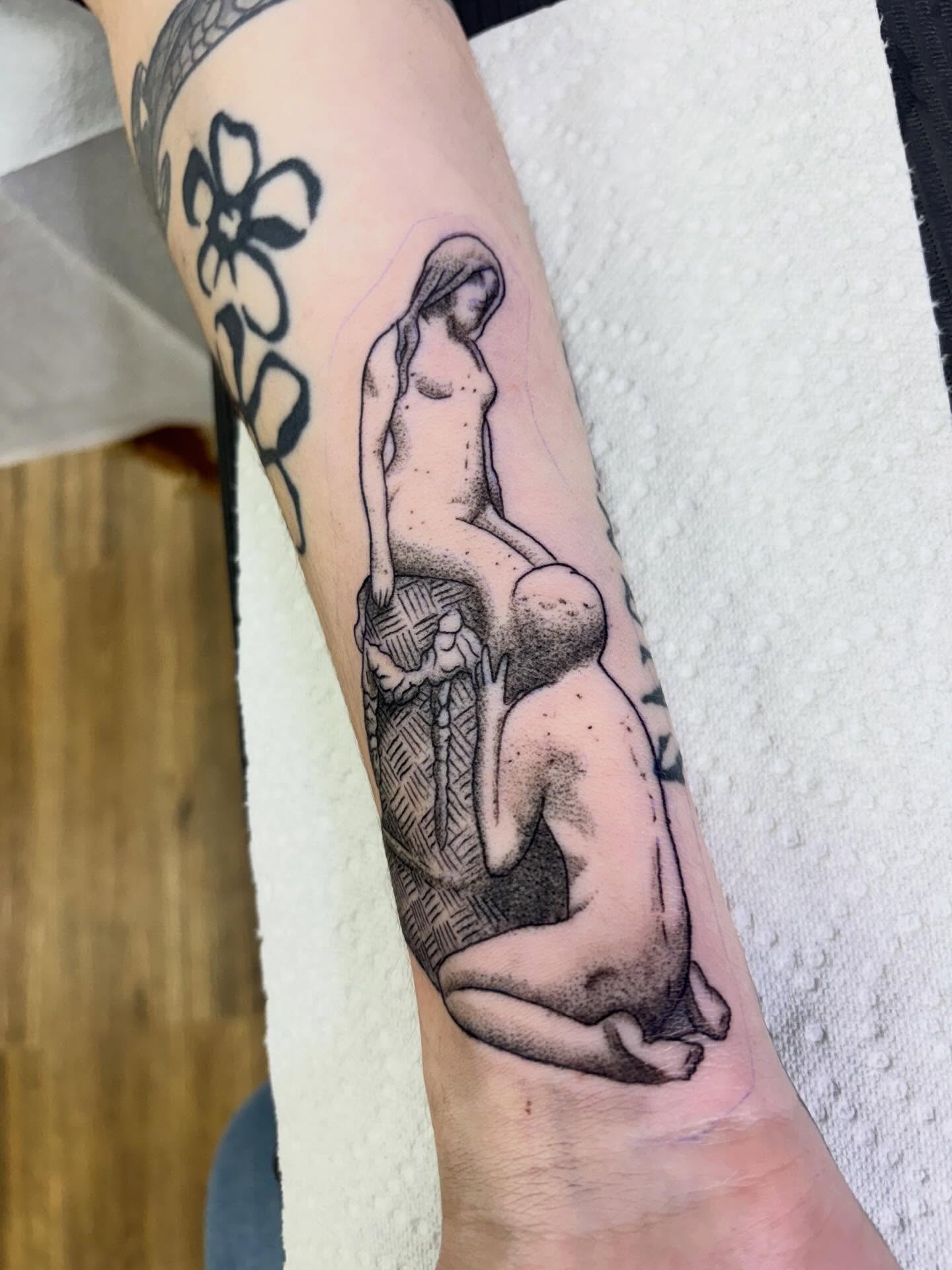Tattoo by @jayytattoos_ — dotwork, realism
