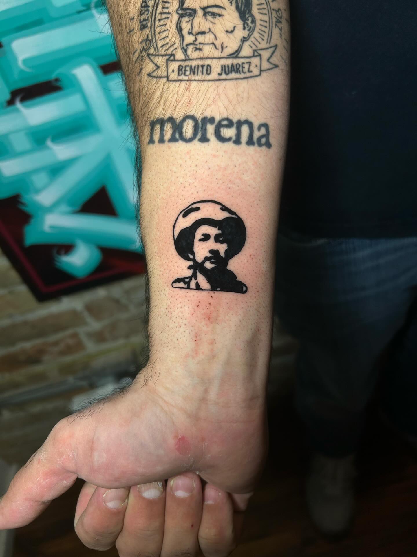 Morena black and grey tattoo on the forearm by Alycia
