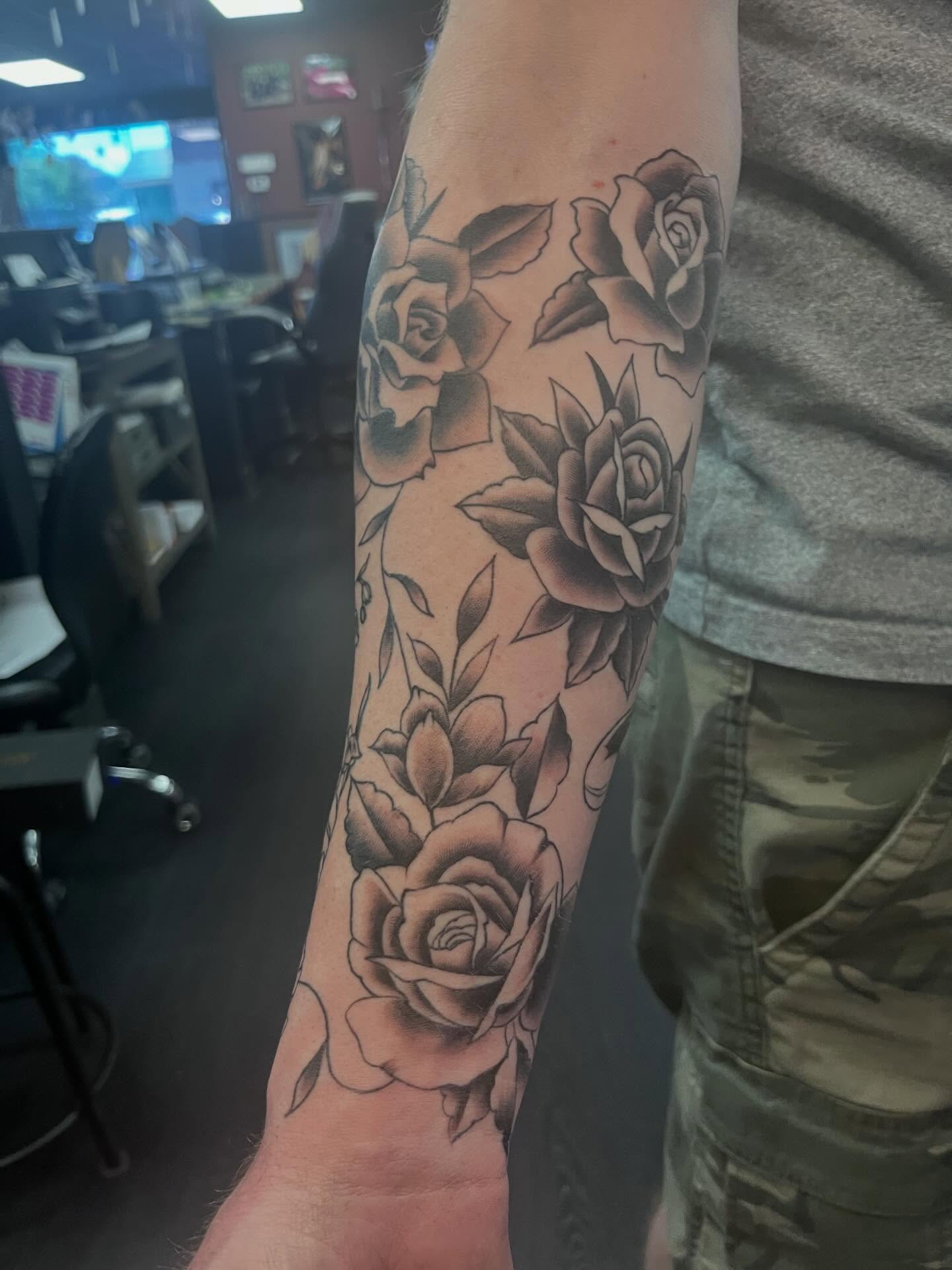 Tattoo by @mischiefinkparlor18 — black_and_grey