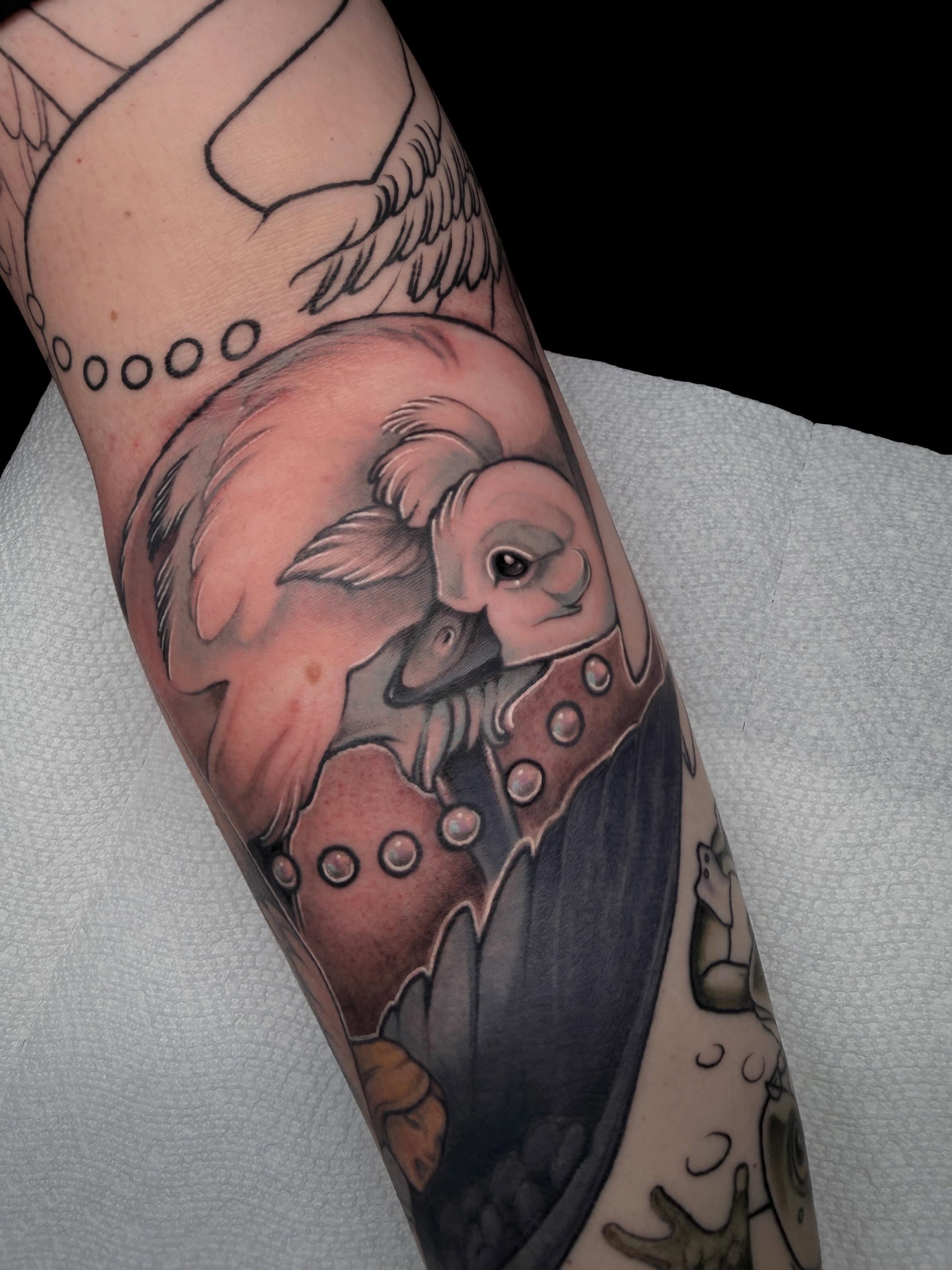 Bird and gear American traditional tattoo on the forearm by 🦋ｊｅｓｓｉｃａ  f  o  x🦋, Nashville, Tennessee