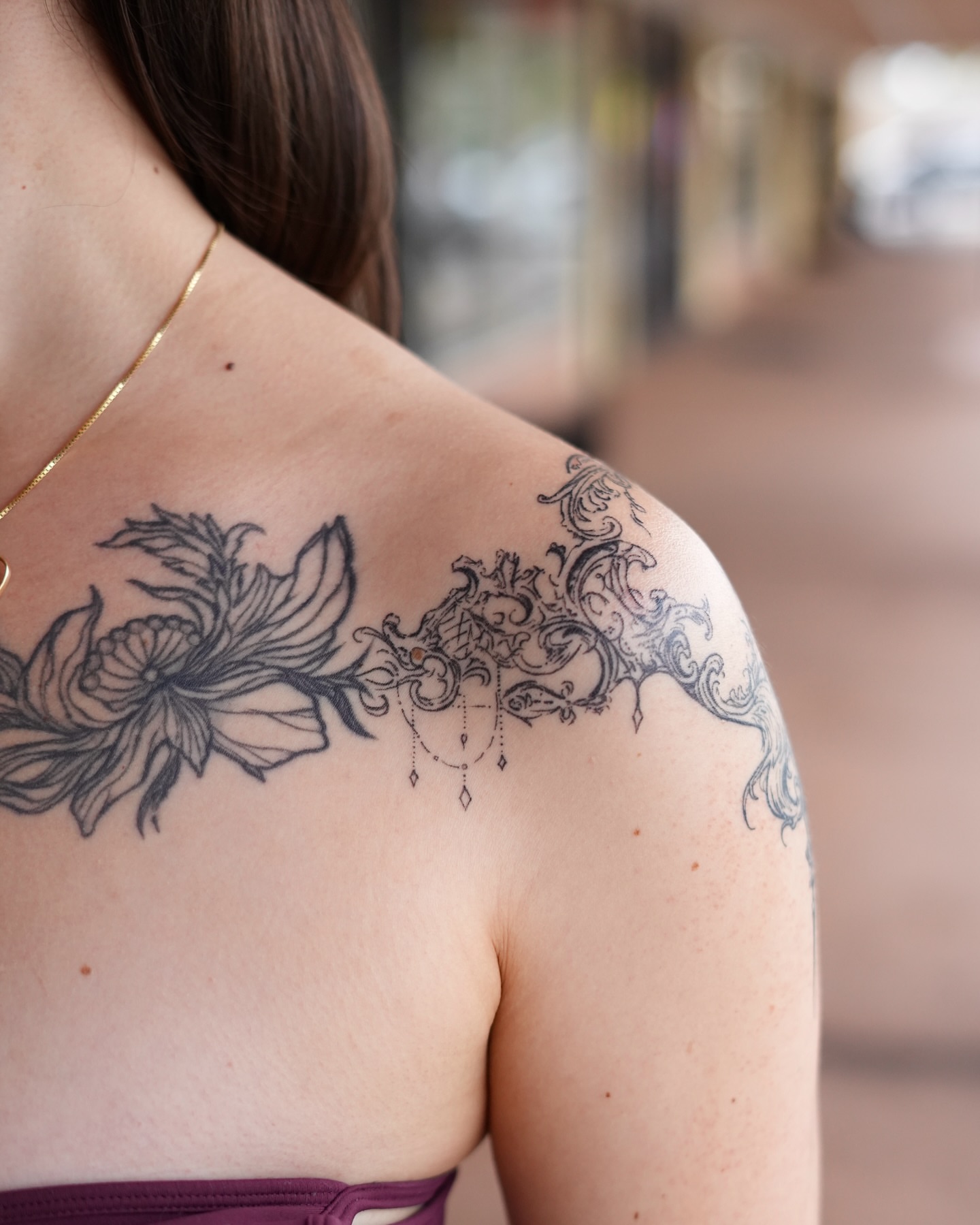 Floral ornamentation ornamental tattoo on the shoulder by alyssa ⋆₊ ♱