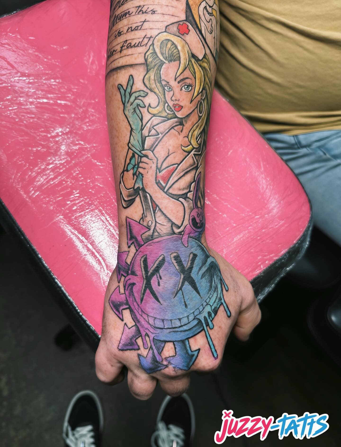 Tattoo by @juzzytatts — american_traditional, illustrative