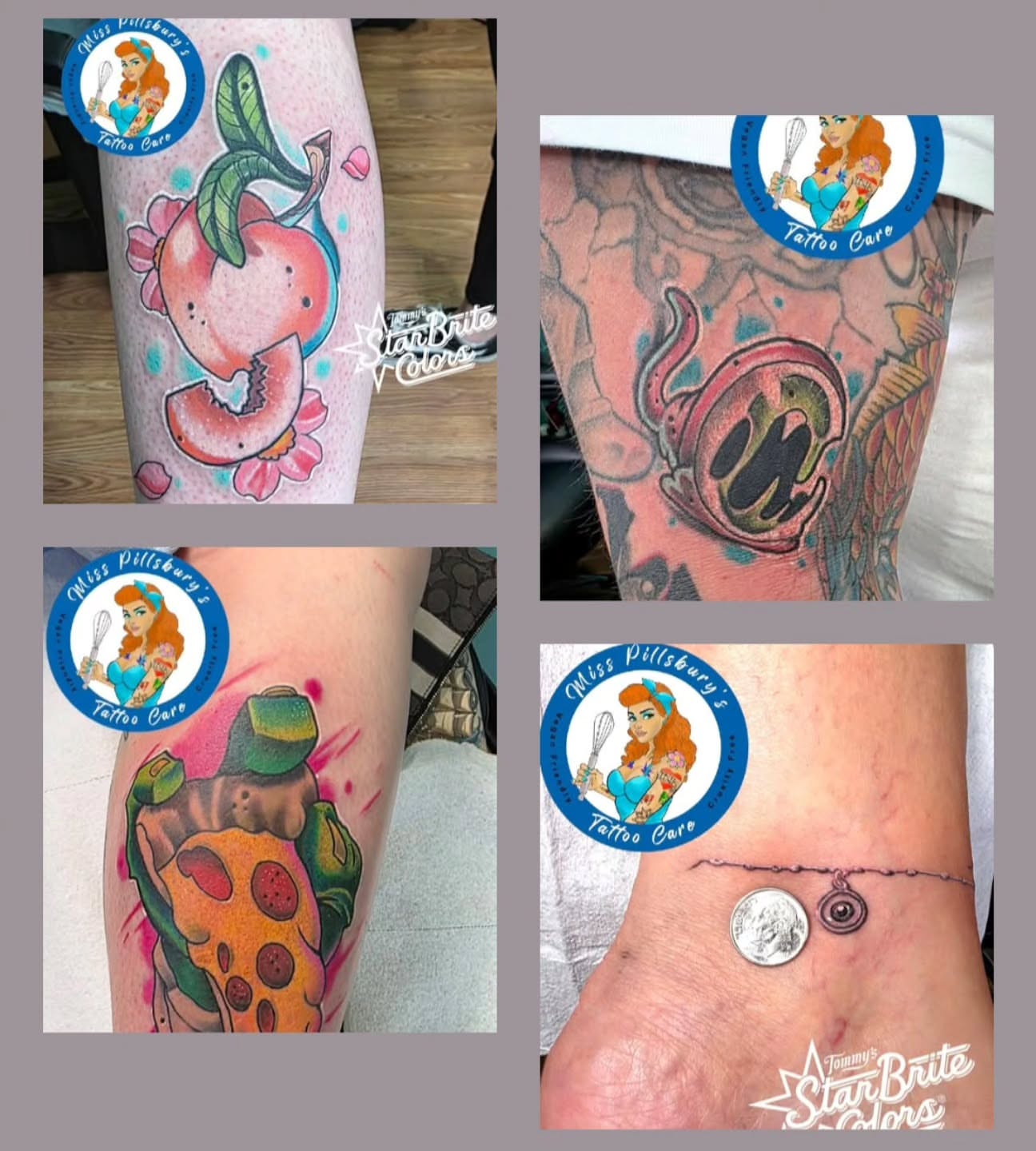 Cherry American traditional tattoo on the leg by Black Lantern Tattoo Company, Niantic, Connecticut