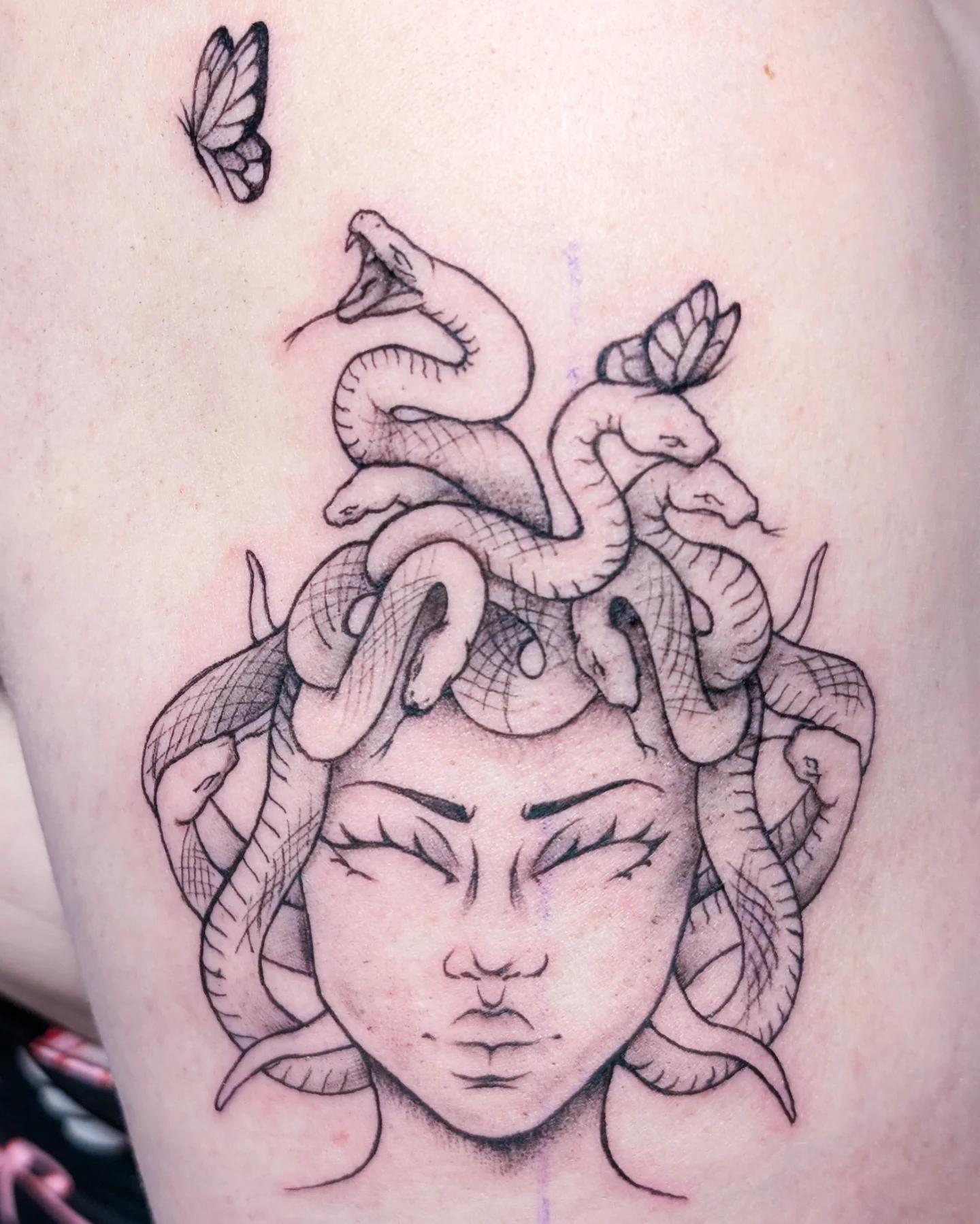 Tattoo by @poked.protein — black_and_grey, realism