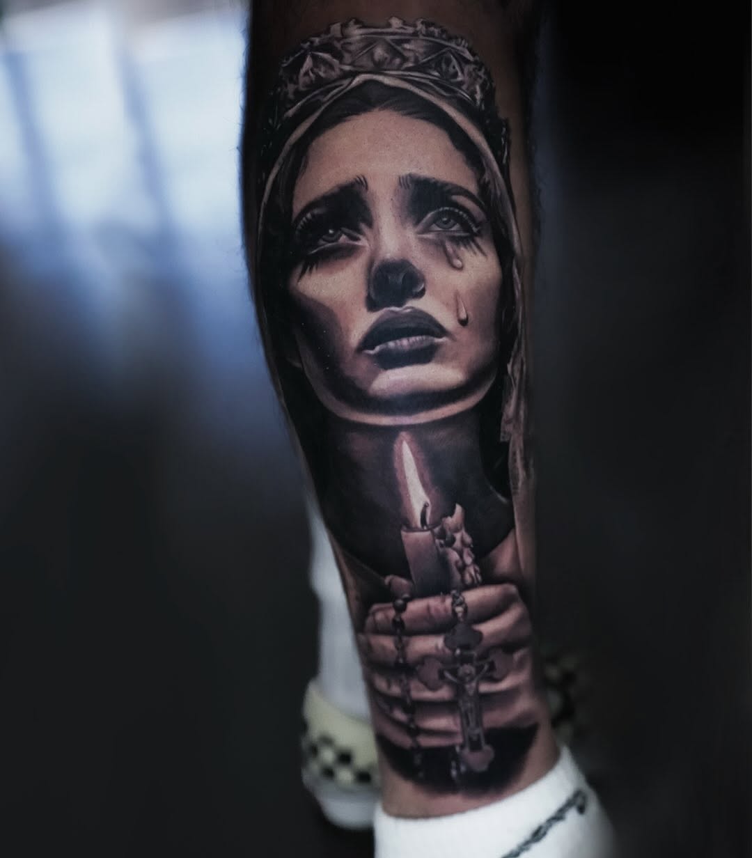 Chicano tattoo on the forearm by ✝️ Nicholas Fernandez ✝️