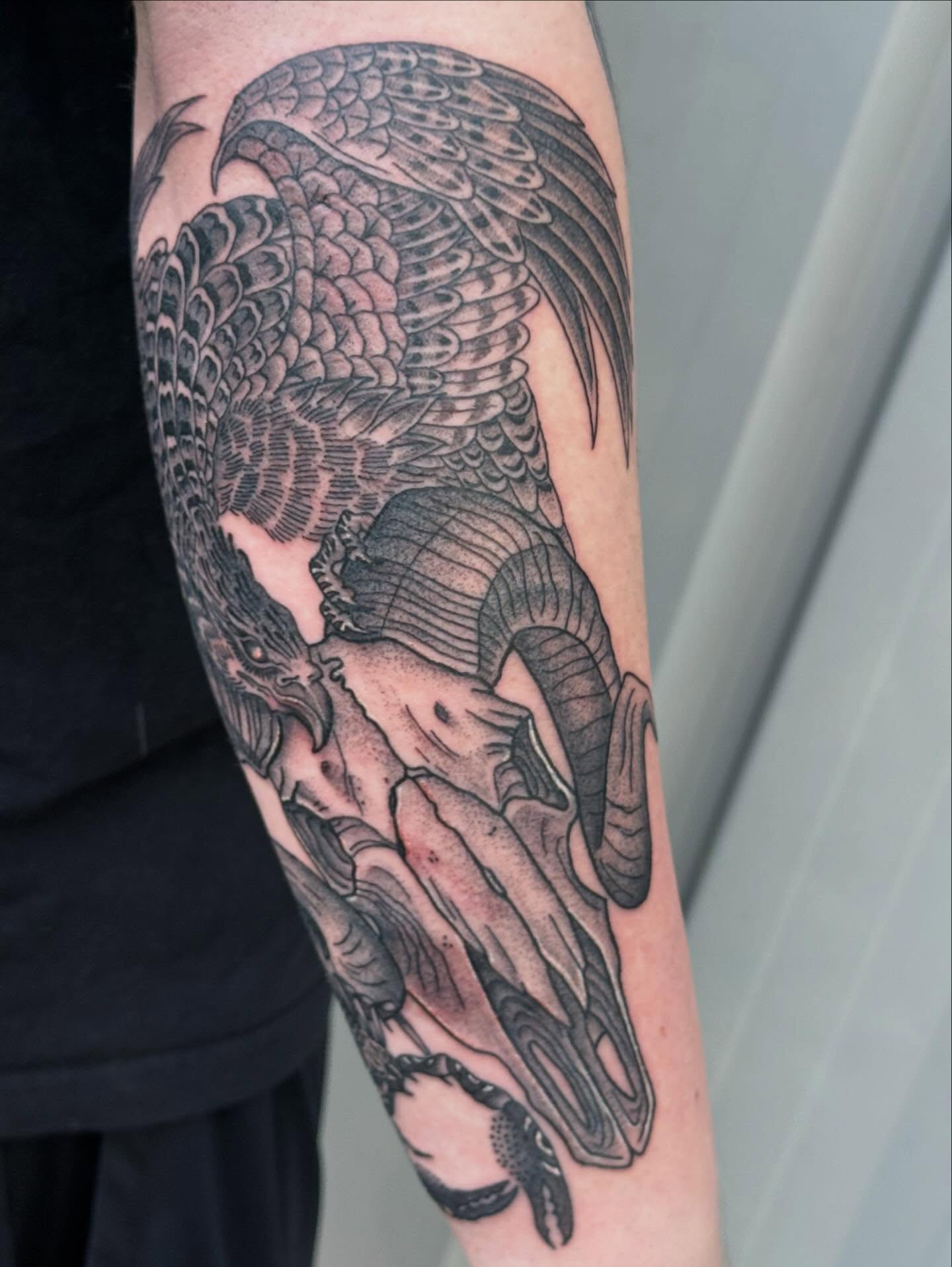 Eagle realism tattoo on the forearm by CAT