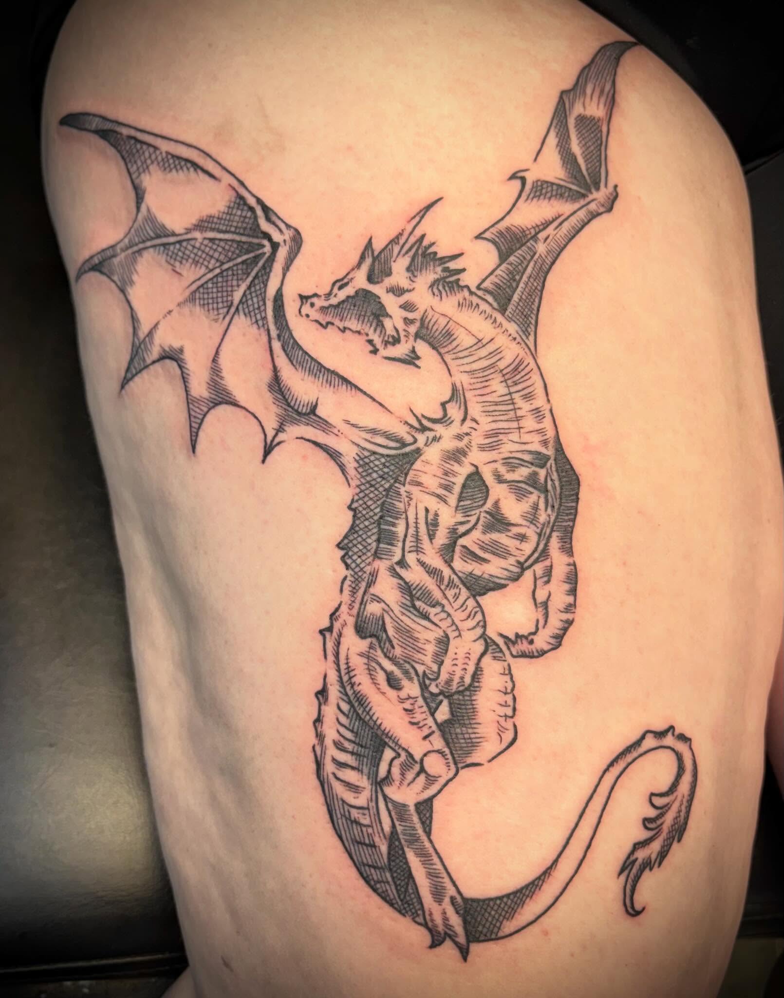 Tattoo by @hardcorn77 — black_and_grey