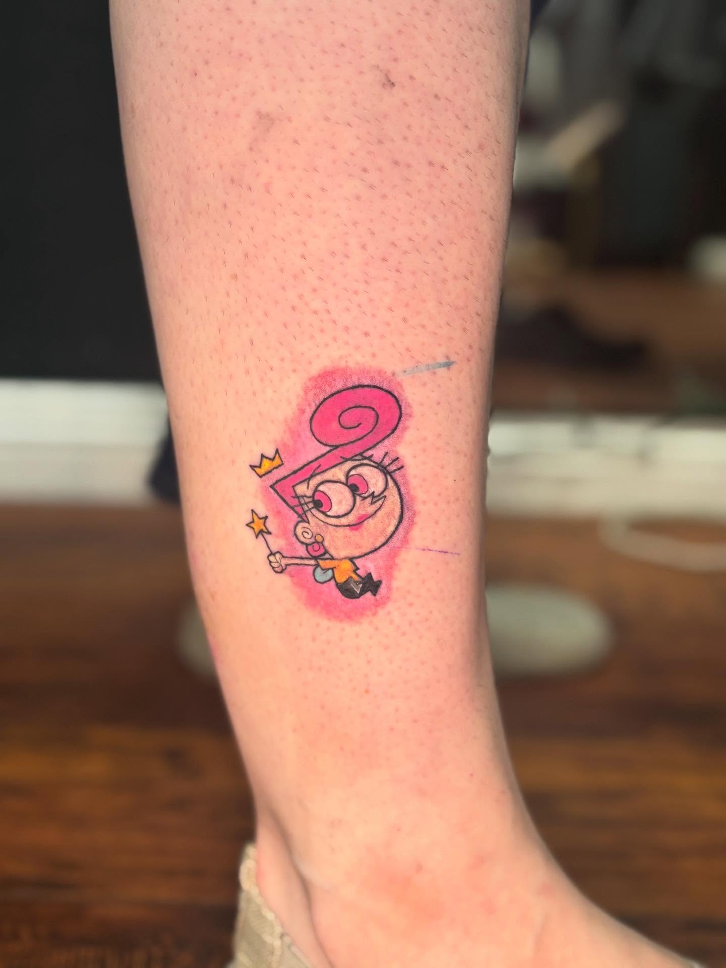 Elf with wand watercolor tattoo on the forearm by Emma ๐