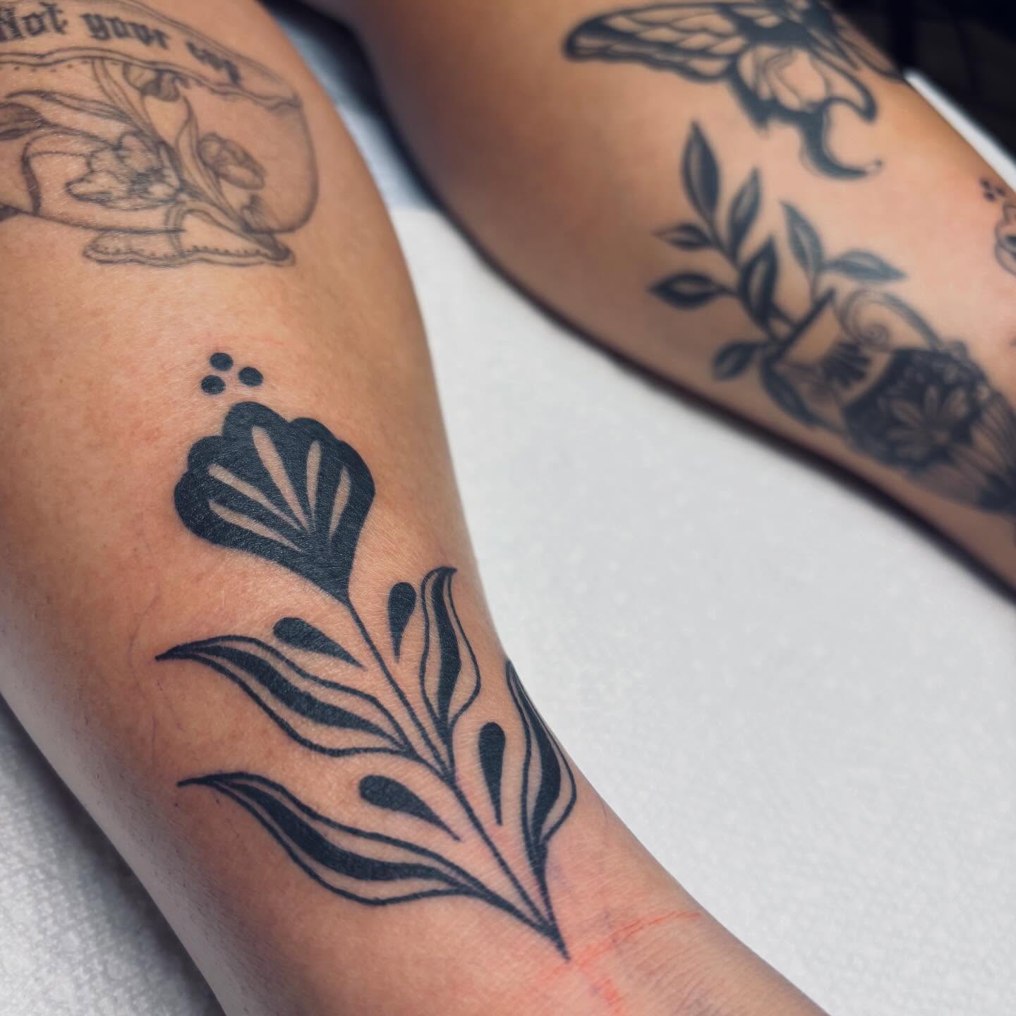 Flower black and grey tattoo on the forearm by ❁ Tat2friend ❁