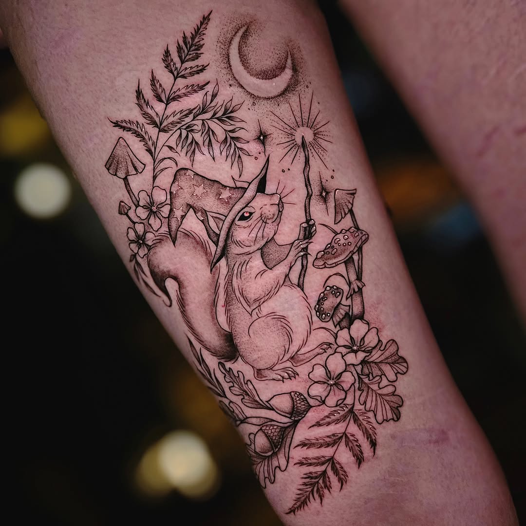 Tattoo by @courtlynblissink — illustrative, dotwork