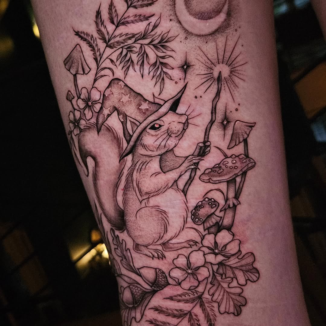 Tattoo by @courtlynblissink — illustrative, dotwork