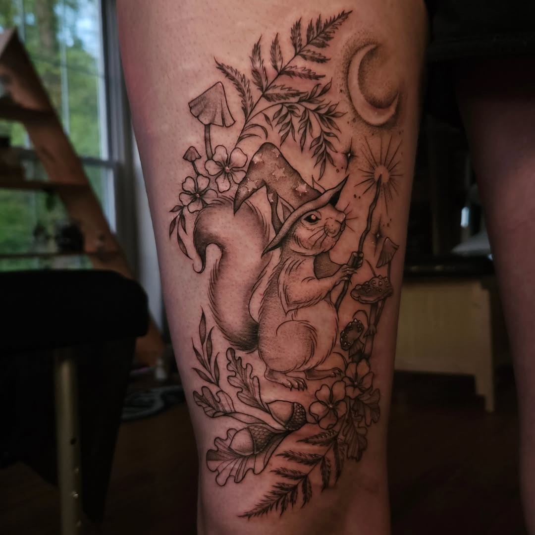 Tattoo by @courtlynblissink — black_and_grey, illustrative