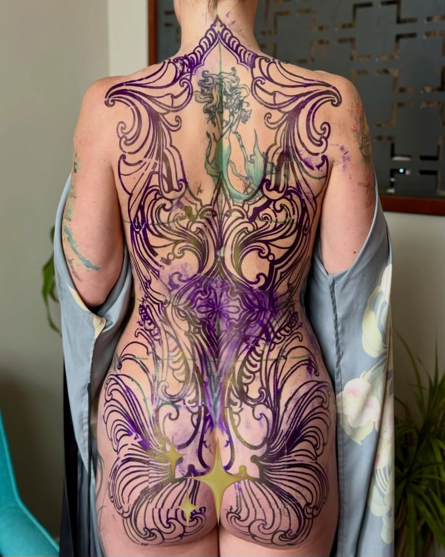 Floral pattern ornamental tattoo on the back by 𝐊𝐄𝐋𝐒𝐄𝐘 𝐂𝐀𝐑𝐌𝐄𝐋𝐀