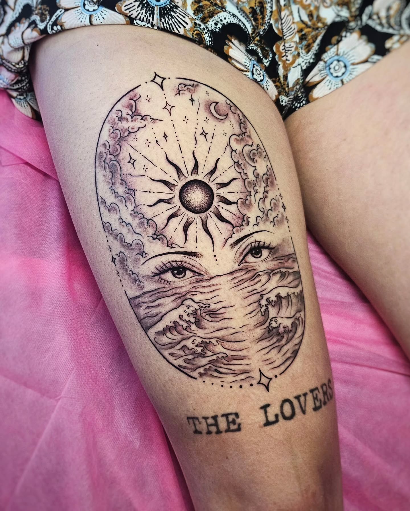 Tattoo by @prettiepluto — dotwork, surrealism
