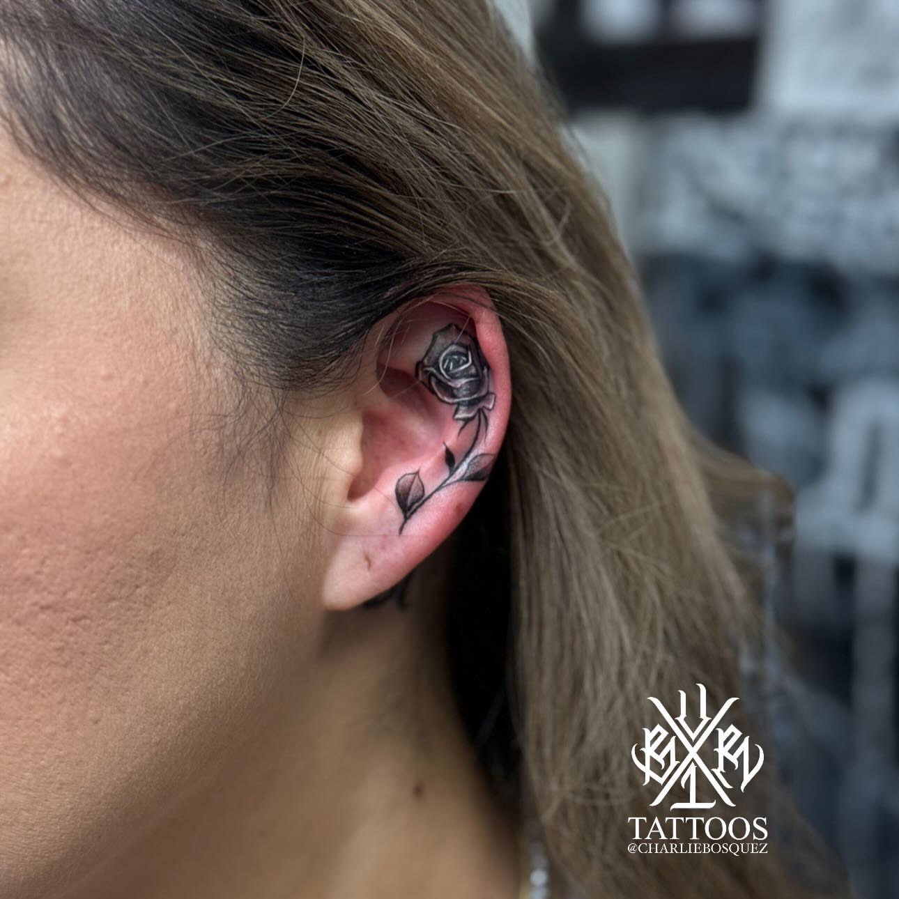 Rose black and grey tattoo by El Beaver Tattoos