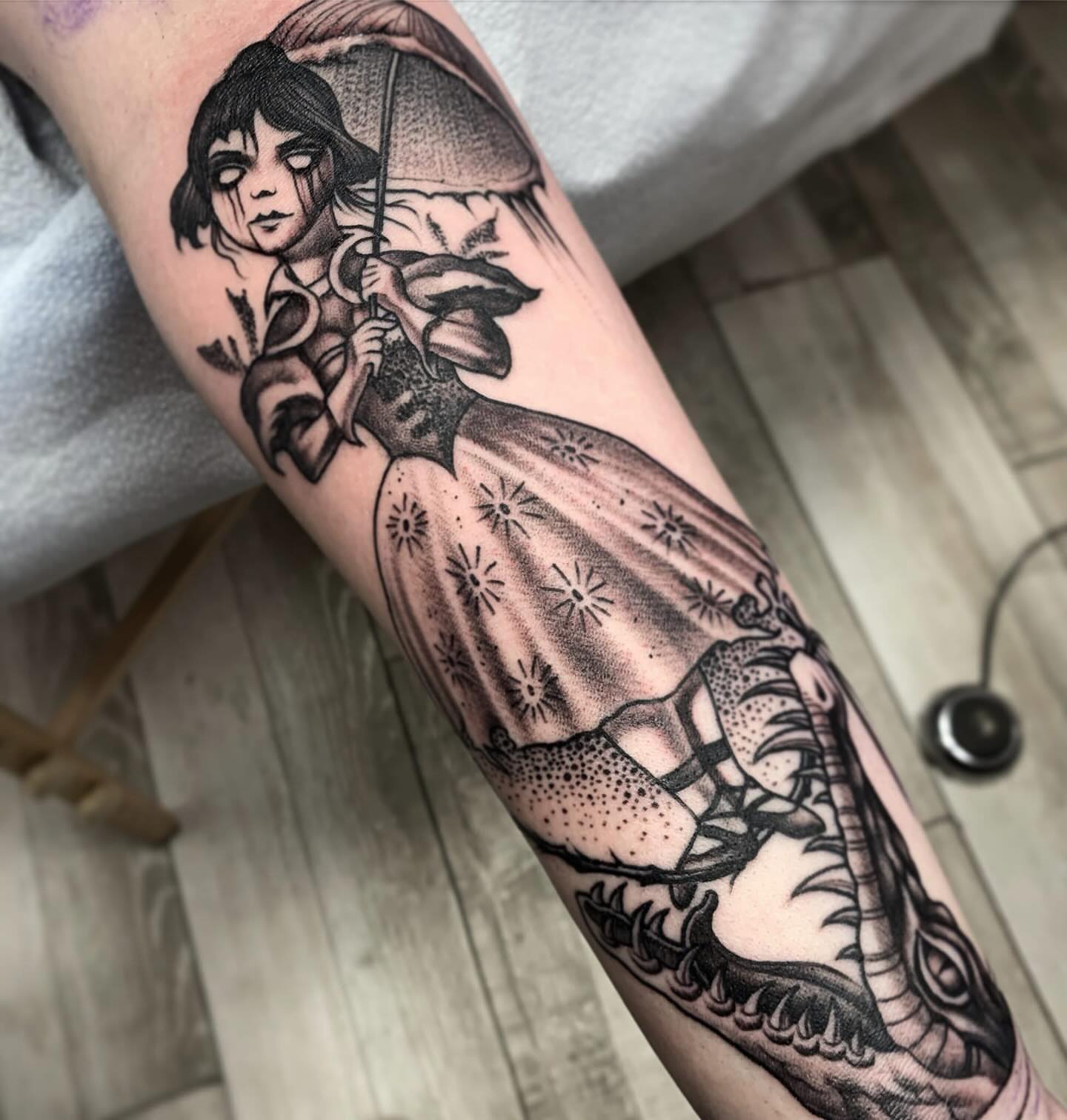 Tattoo by @alexrockoff — black_and_grey, dotwork