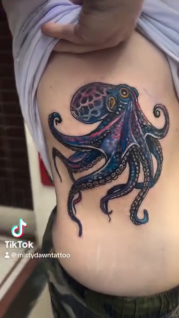Octopus realism tattoo by Misty Dawn Brothers, Dayton, Ohio