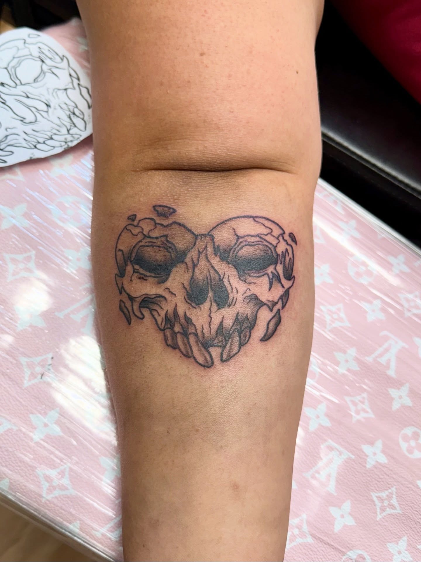 Skull black and grey tattoo on the forearm by Palmer Andrist🩸Fort Collins Tattoo Apprentice