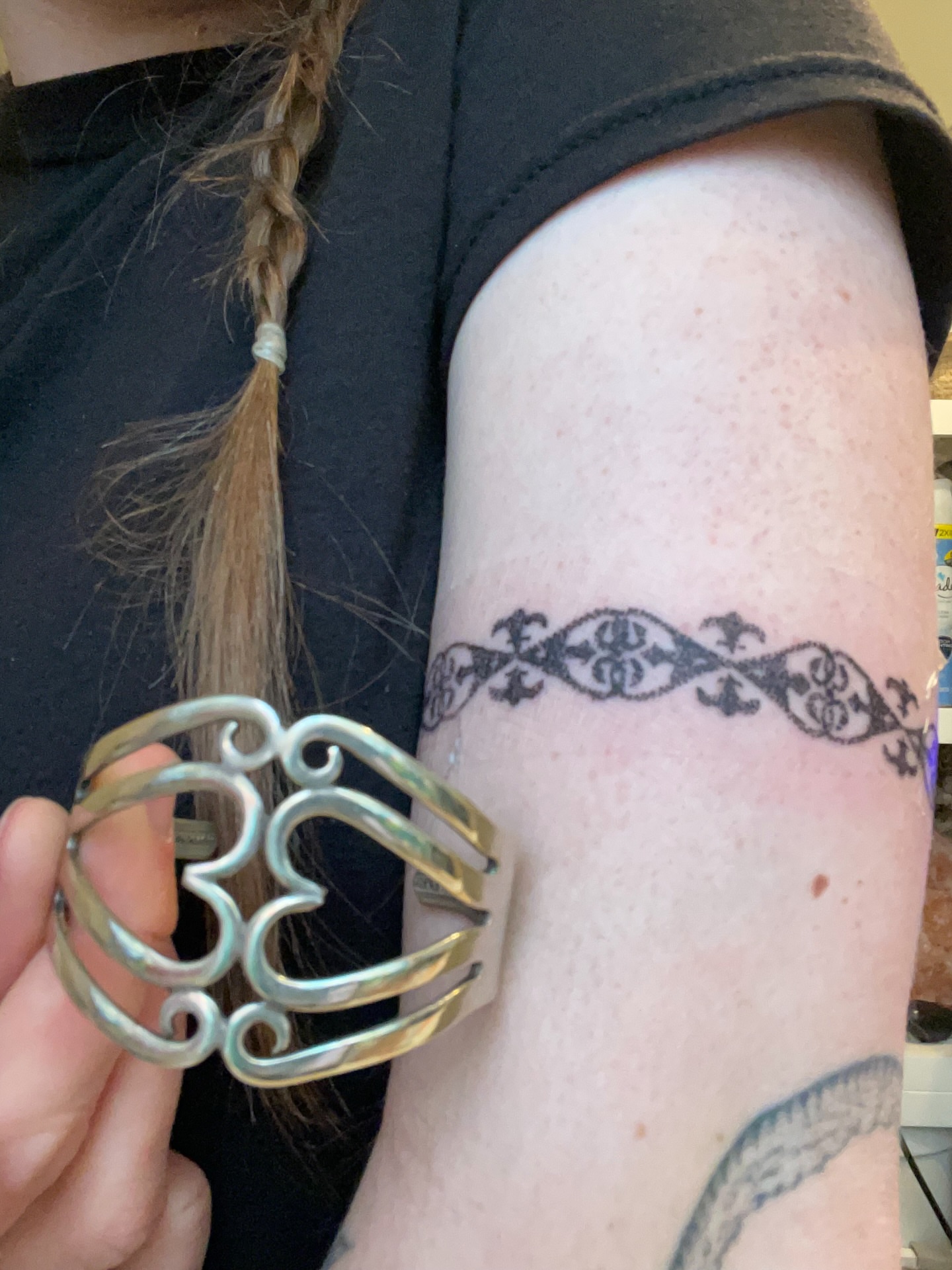 Geometric pattern geometric tattoo on the forearm by Maddie