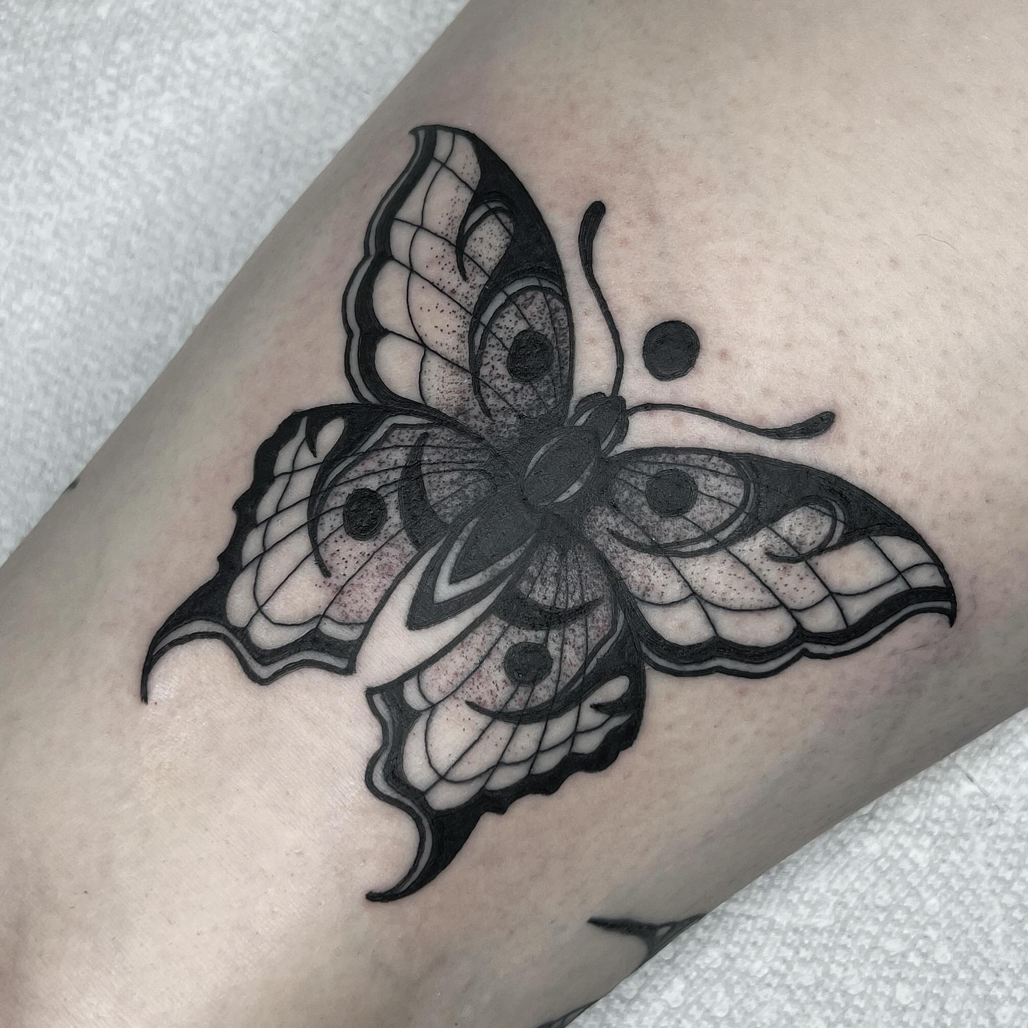 Tattoo by @themeganclifton — dotwork, black_and_grey