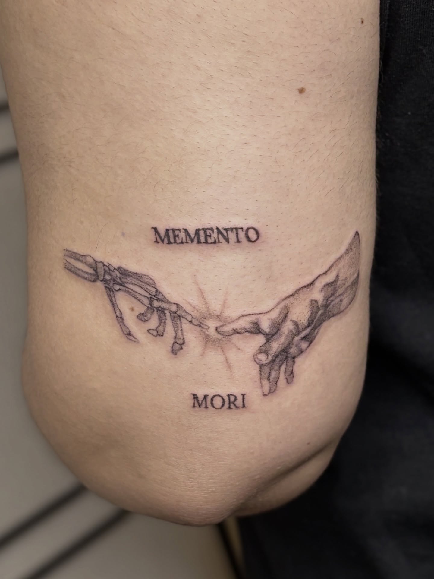 Memento mori black and grey tattoo on the forearm by ★ Val! ★ Tattoo Artist