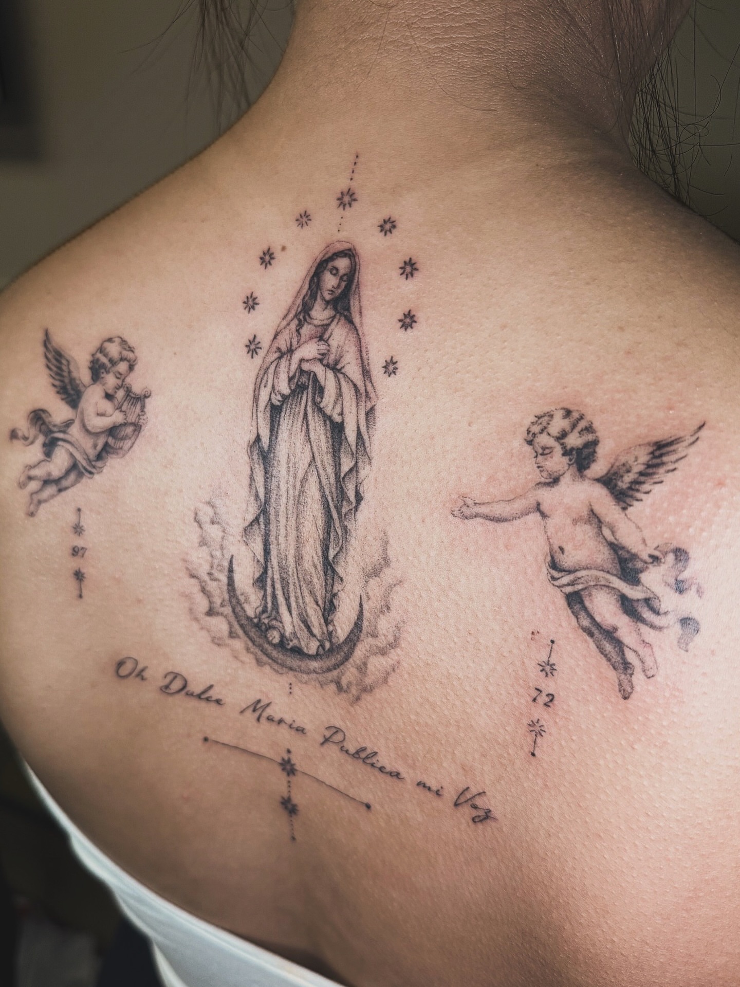 Virgin Mary realism tattoo on the back by 𝕮𝖞𝖇𝖊𝖗𝕾𝖎𝖌𝖎𝖑𝖎𝖘𝖒