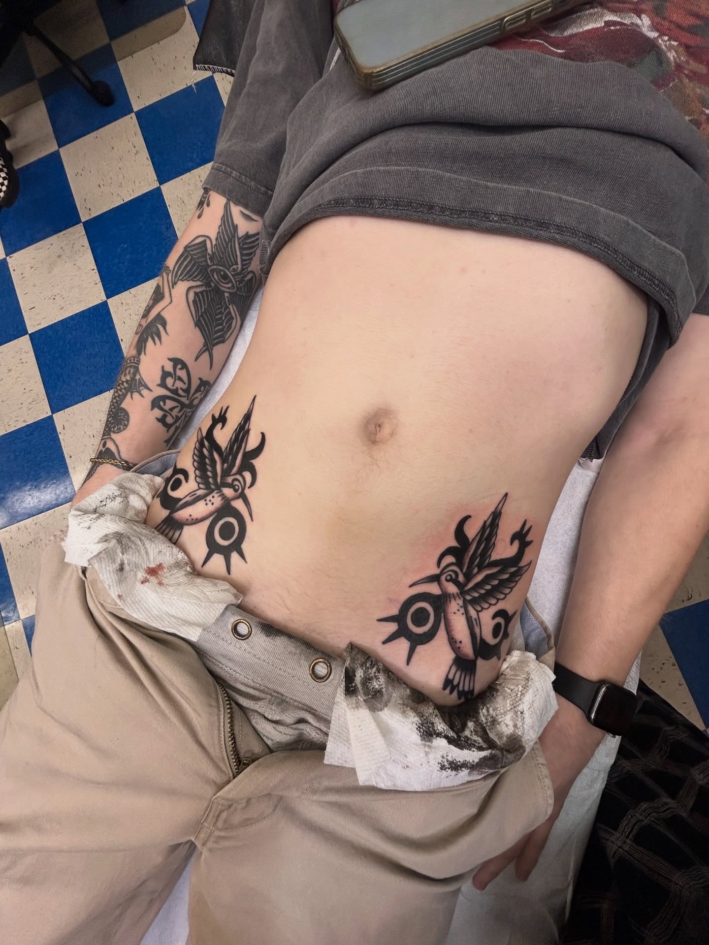 Birds neo-traditional tattoo on the torso by β π€ππ©π¦π©π’π β± β