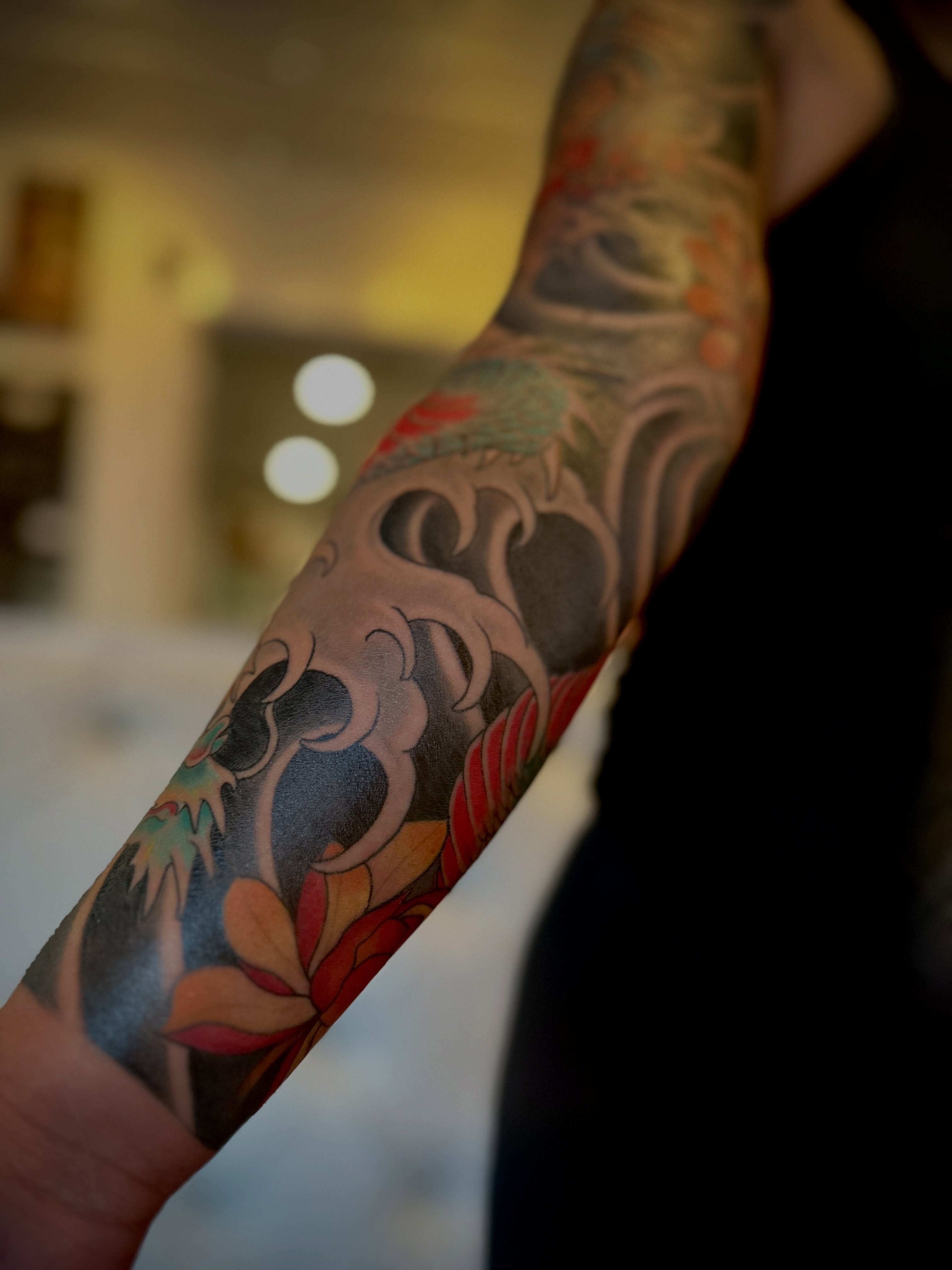 Tattoo by @morgan_tattoos — japanese_irezumi, dotwork