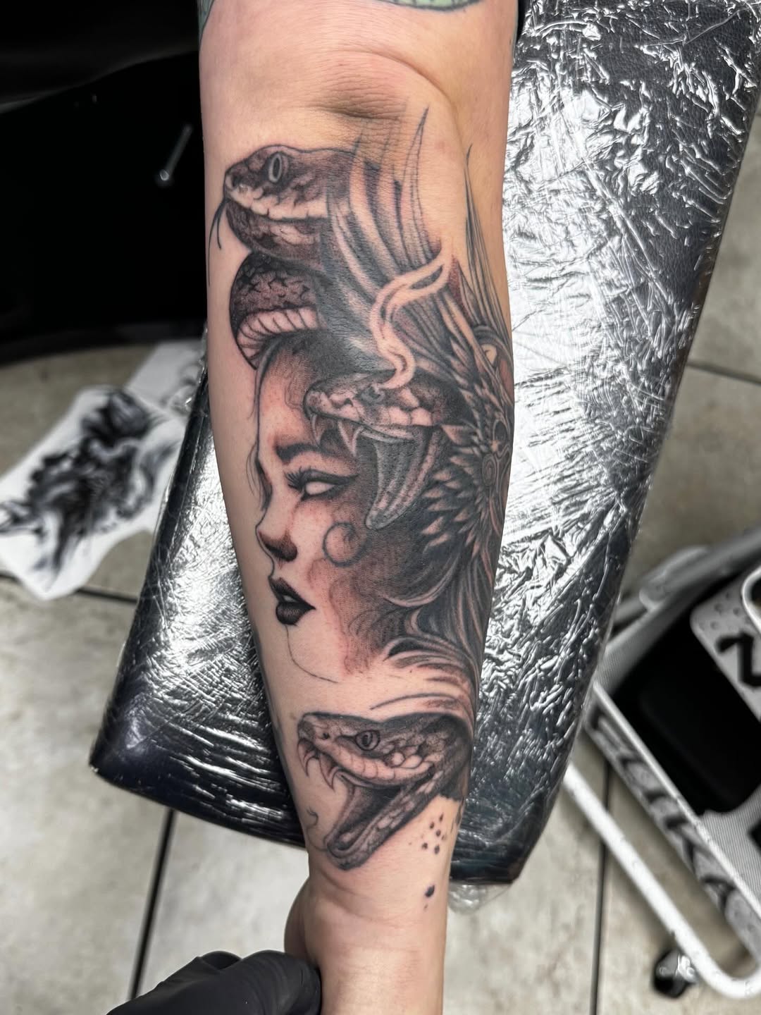 Tattoo by @tha_hot_dawg — black_and_grey, realism