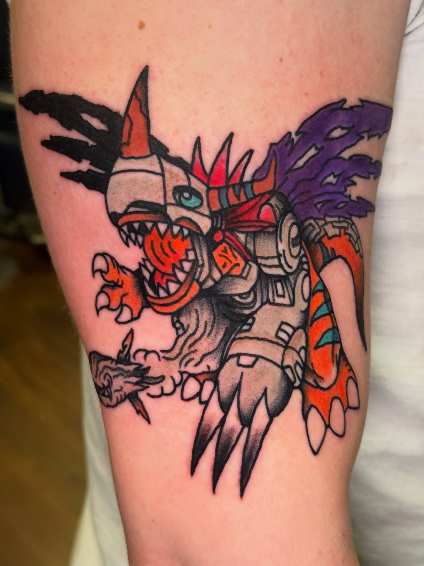 Mech dragon American traditional tattoo on the forearm by π Erin Stephens π€