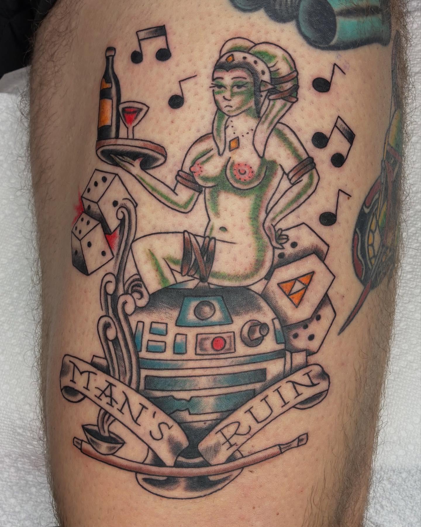 Tattoo by @piratewizardtattoo — american_traditional, dotwork