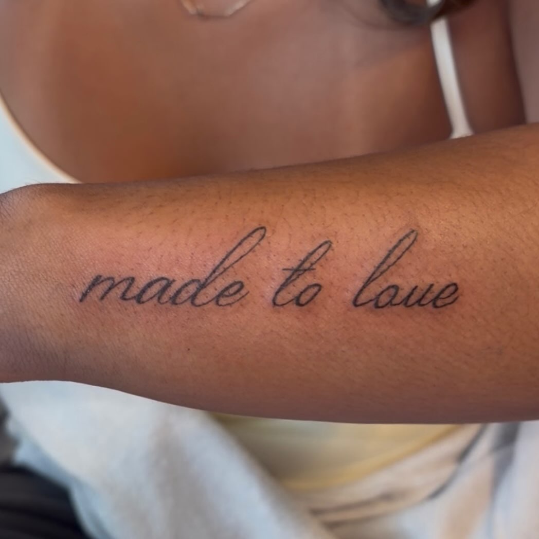 Script lettering lettering tattoo on the forearm by πππ§ ππ’ππ π¨ πππππ¨π¨π¬