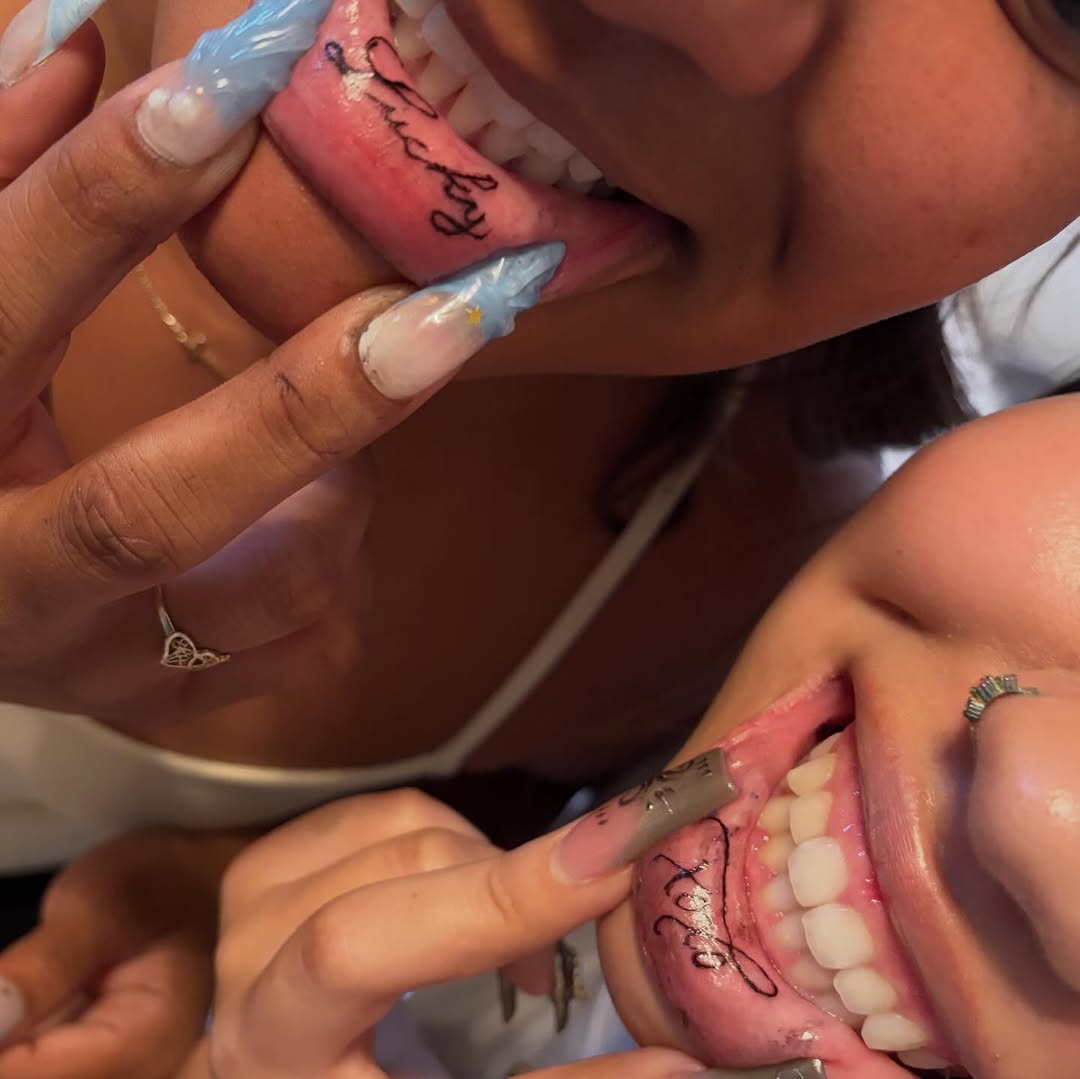 Script lettering on tongue lettering tattoo by πππ§ ππ’ππ π¨ πππππ¨π¨π¬