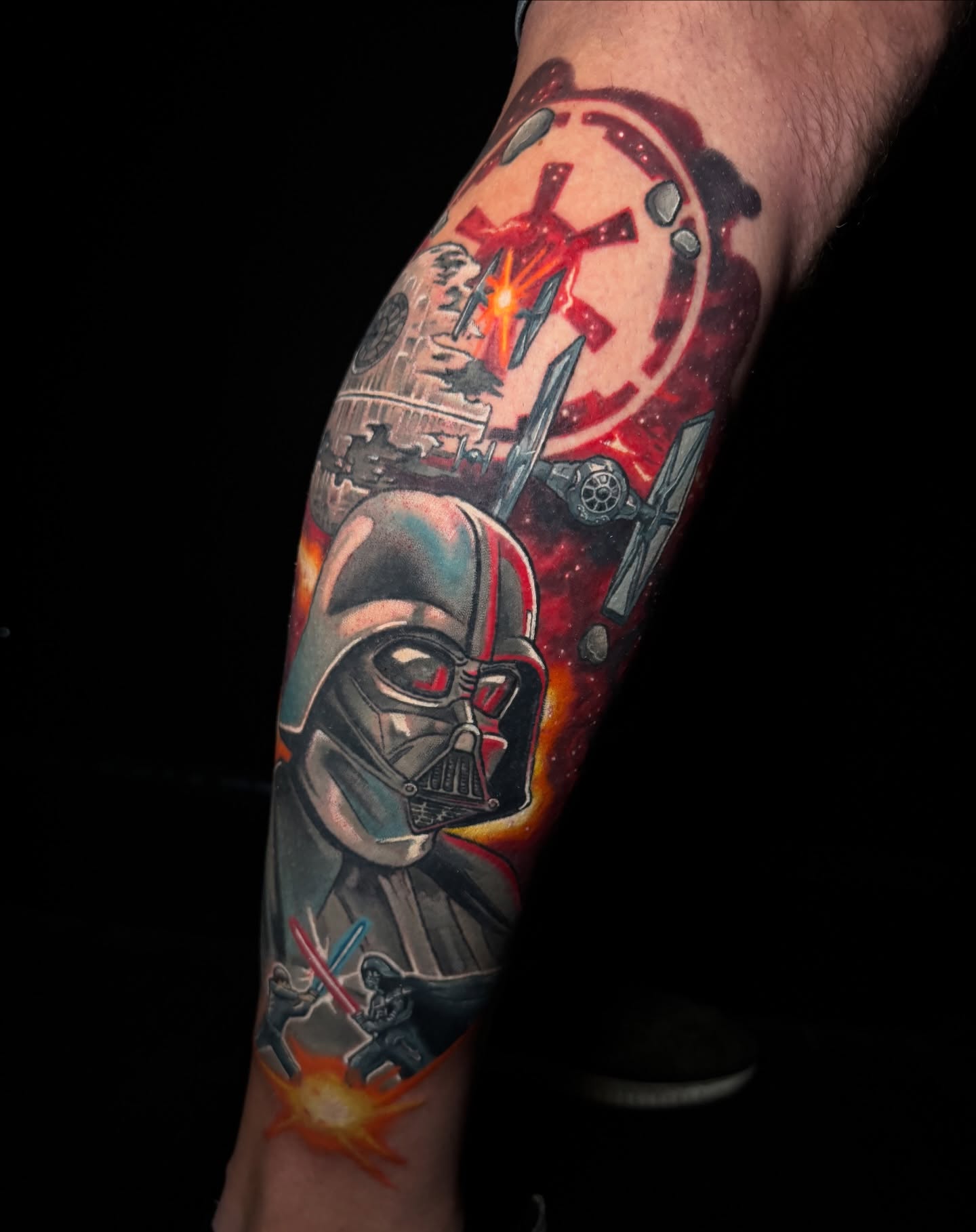 Darth vader realism tattoo on the forearm by Dee Florian
