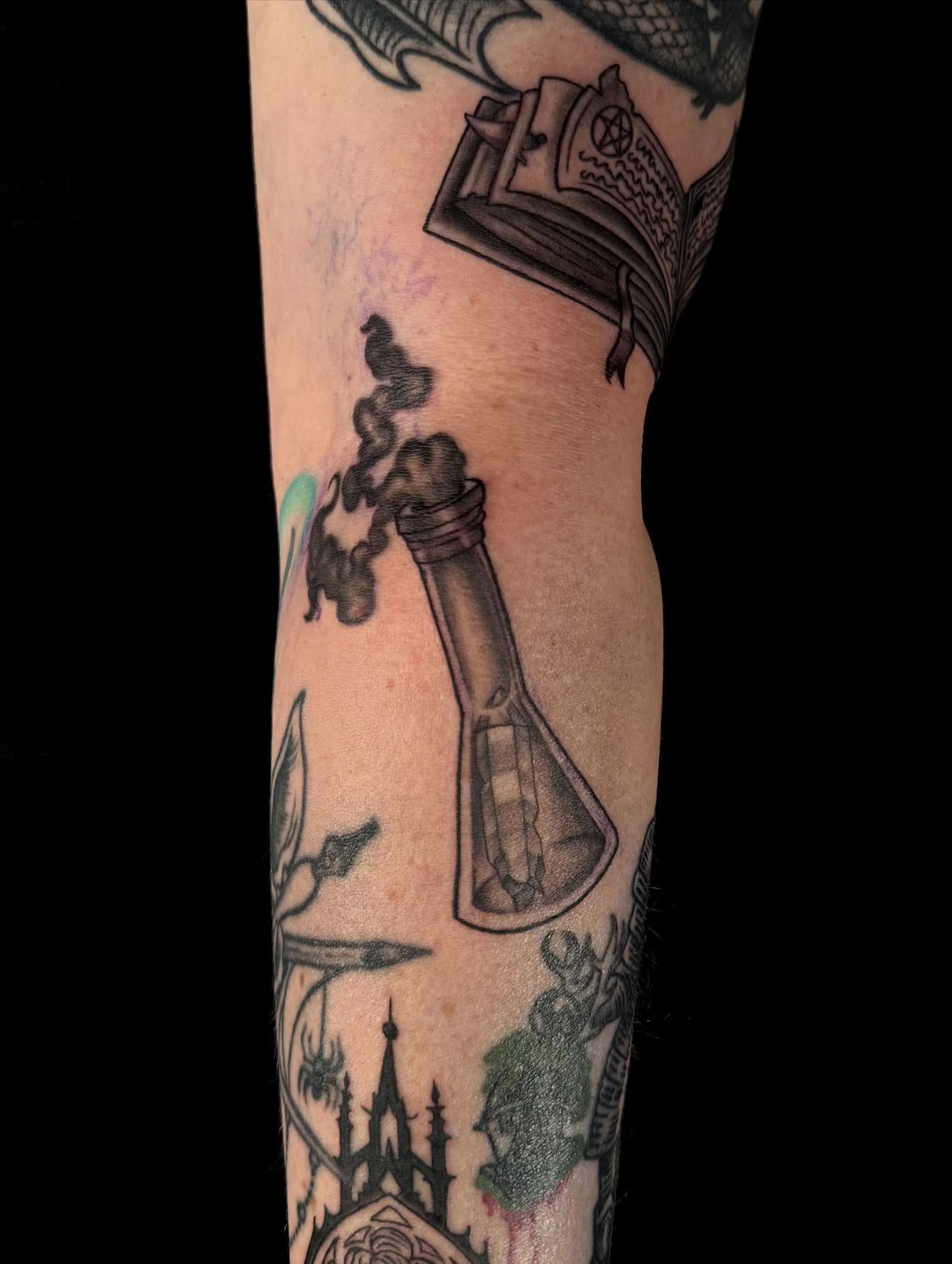 Tattoo by @amberbananafish — black_and_grey