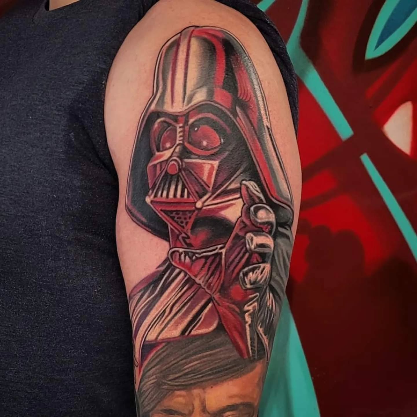Darth vader dark realism tattoo on the forearm by Chicago Tattoo Artist New School Tattoos, Naperville, Illinois