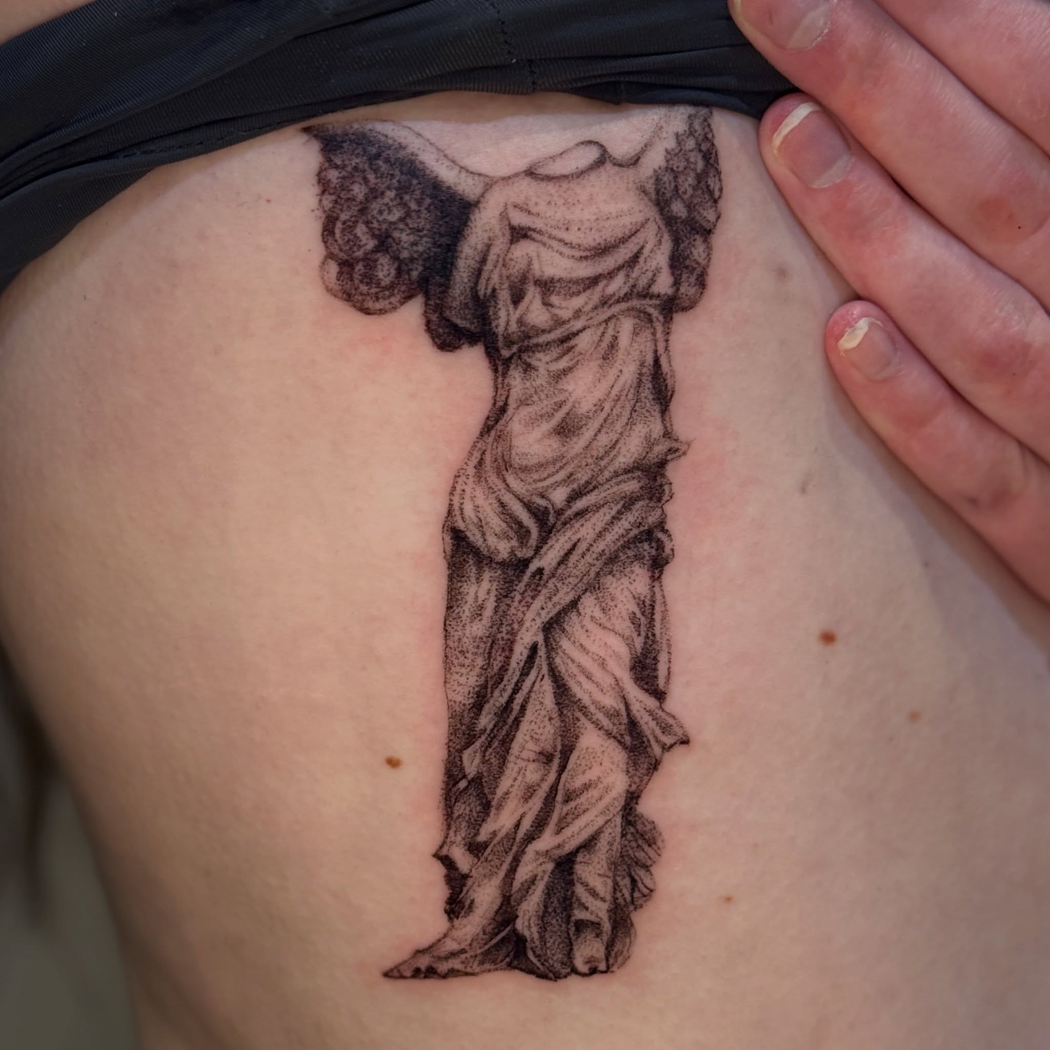 Statue of caryatid black and grey tattoo by ink by kimmy ☾⋆⁺₊⋆