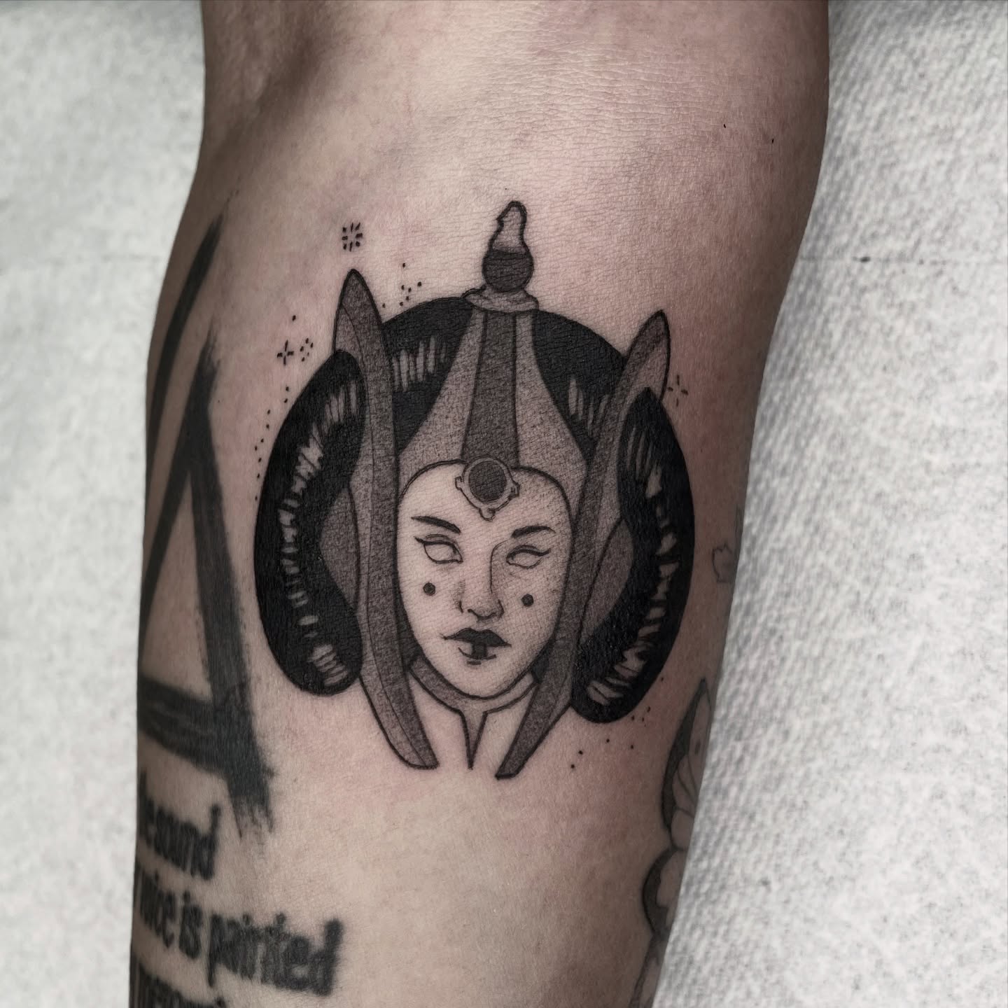 Tattoo by @sillylittleduck — dotwork, anime