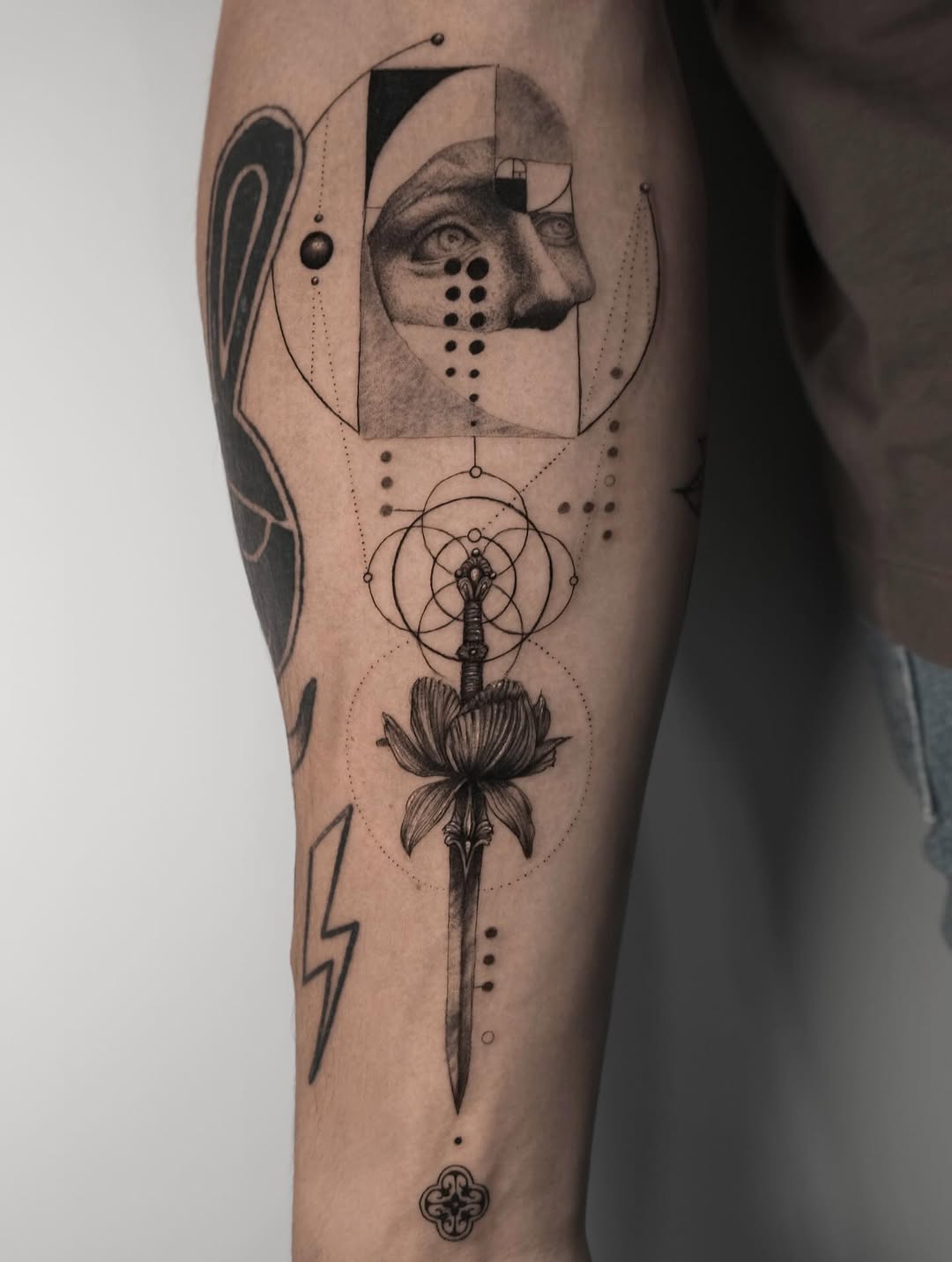 Tattoo by @lilithink — realism, geometric
