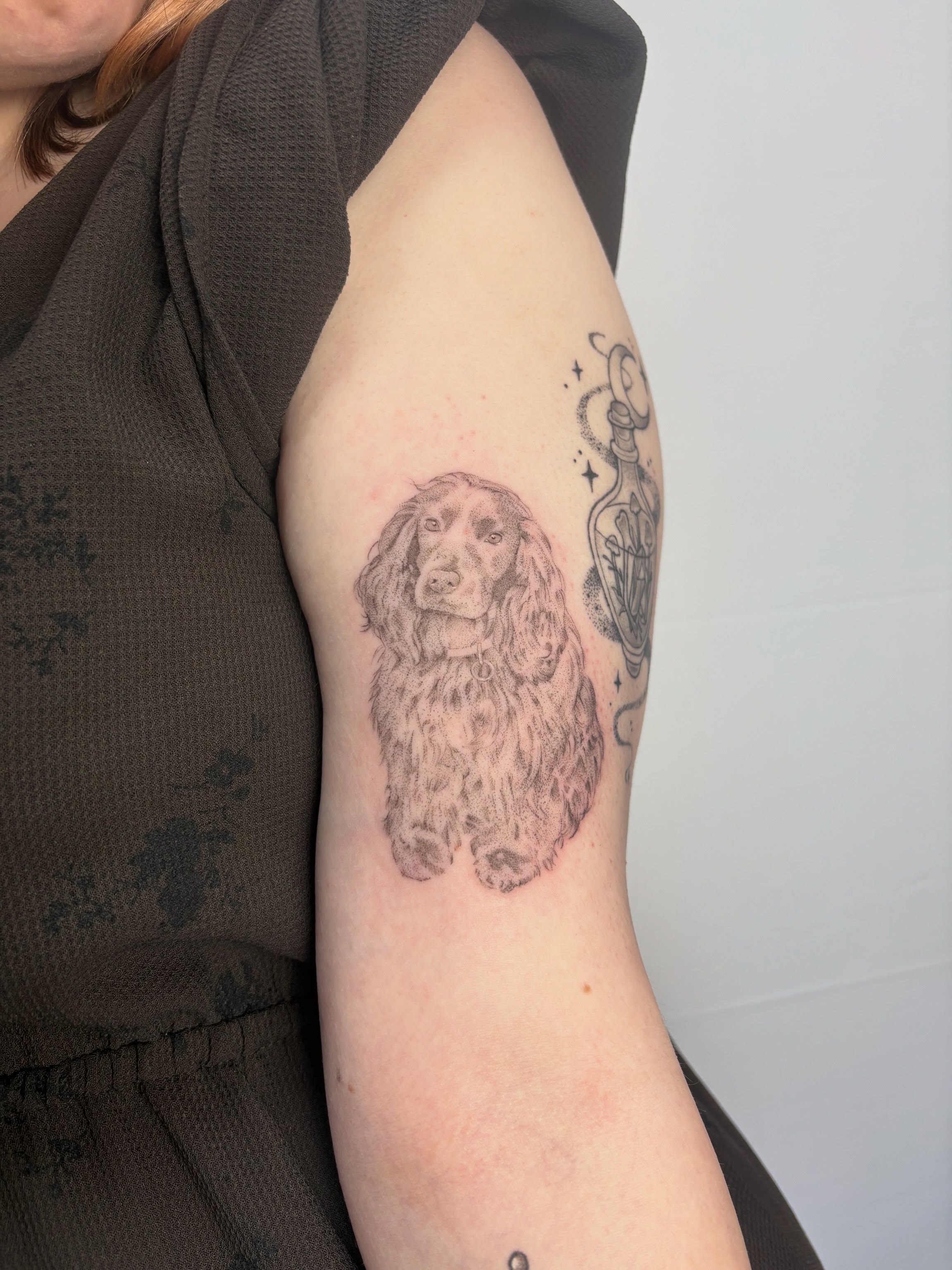 Tattoo by @amberloutattoo — realism, dotwork