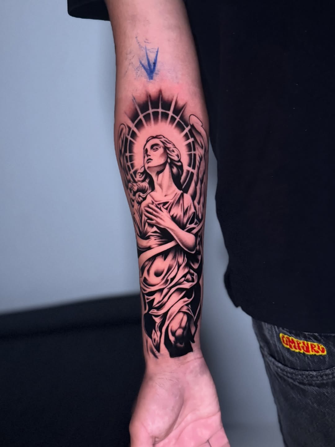 Angel realism tattoo on the forearm by InkbyCasillas