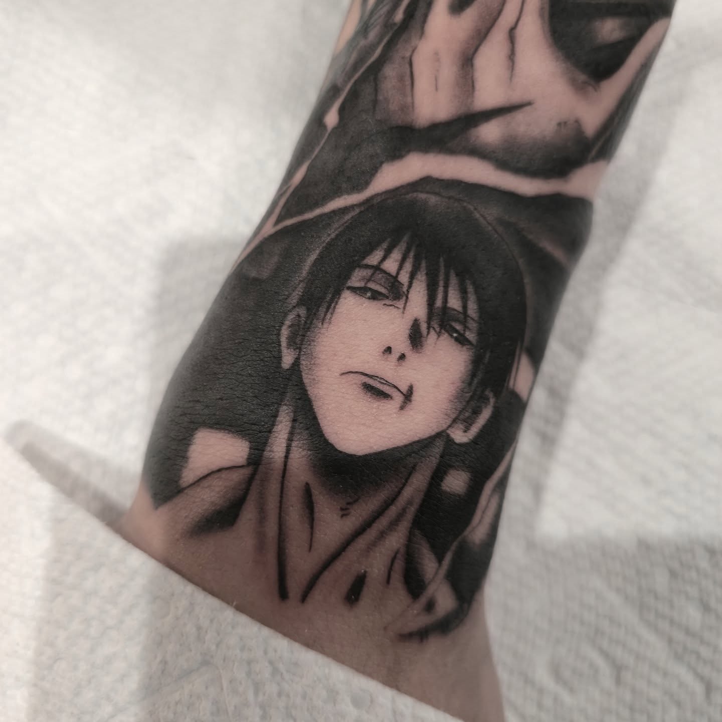 Anime character anime tattoo on the forearm by Tattoo Artist, Orange, California
