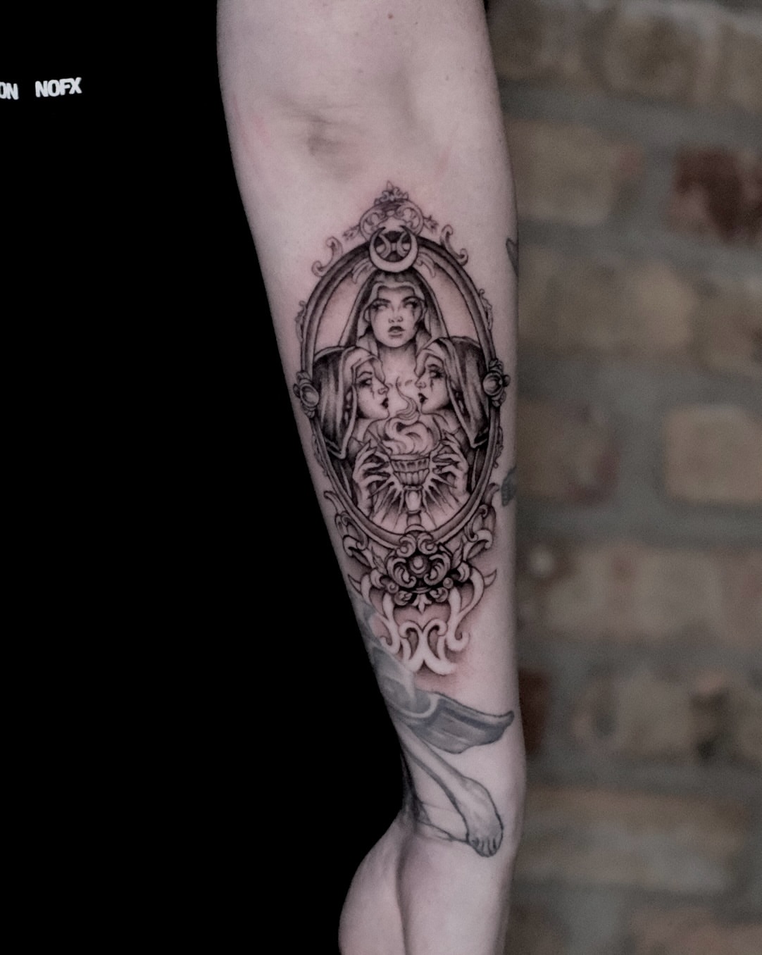 Tattoo by @hellbunnytattoos — black_and_grey