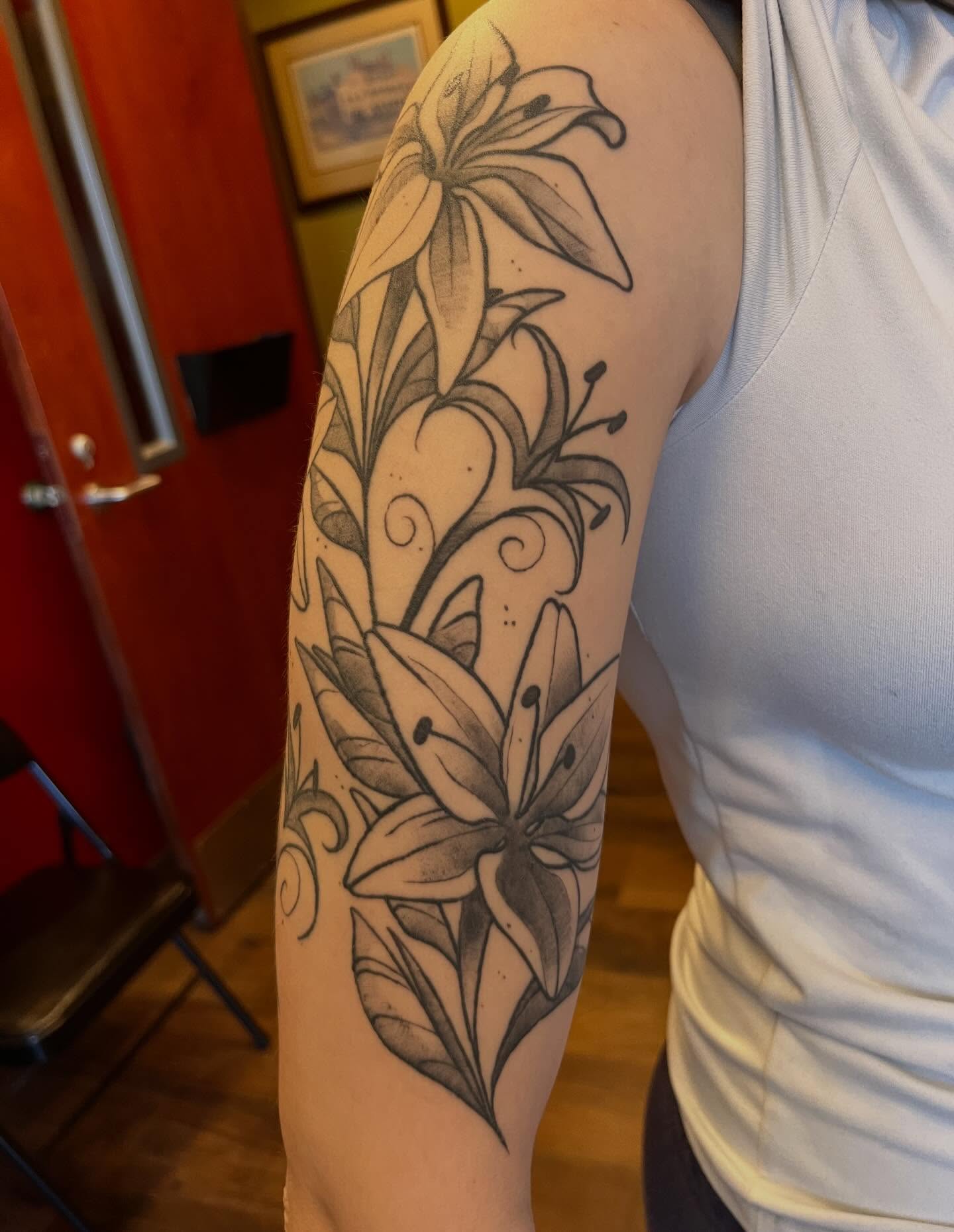 Tattoo by @audreywallacetattoo — black_and_grey