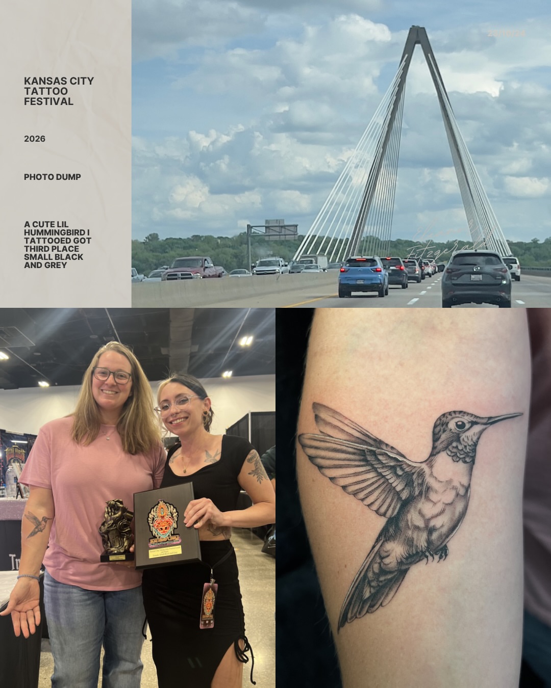 Hummingbird black and grey tattoo on the forearm by Blu